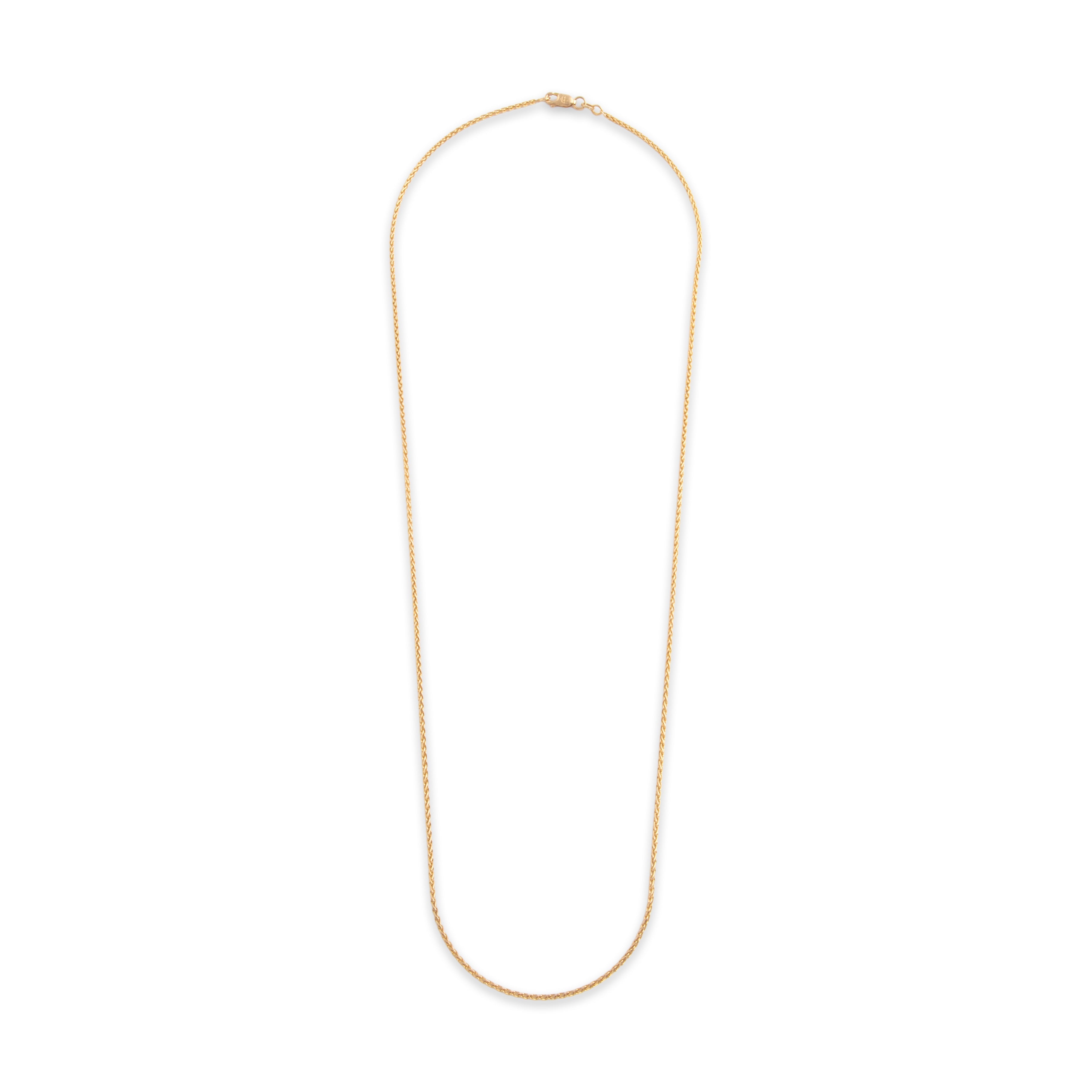 Vintage Italian 14k Yellow Gold 1.5mm Stackable Wheat Chain - Overall view