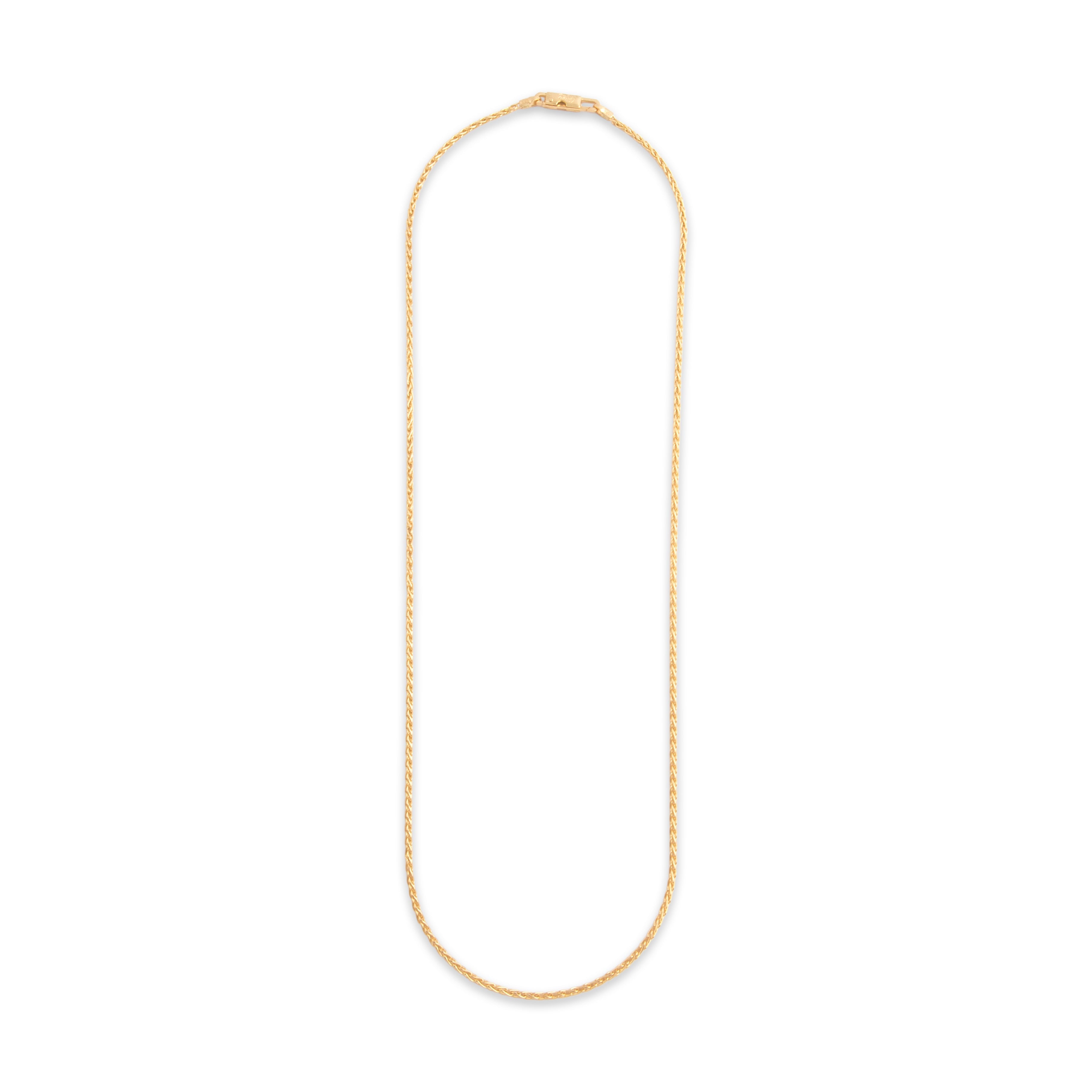 Vintage Italian 18k Yellow Gold 1.5mm Fantastic Wheat Chain - Overall view
