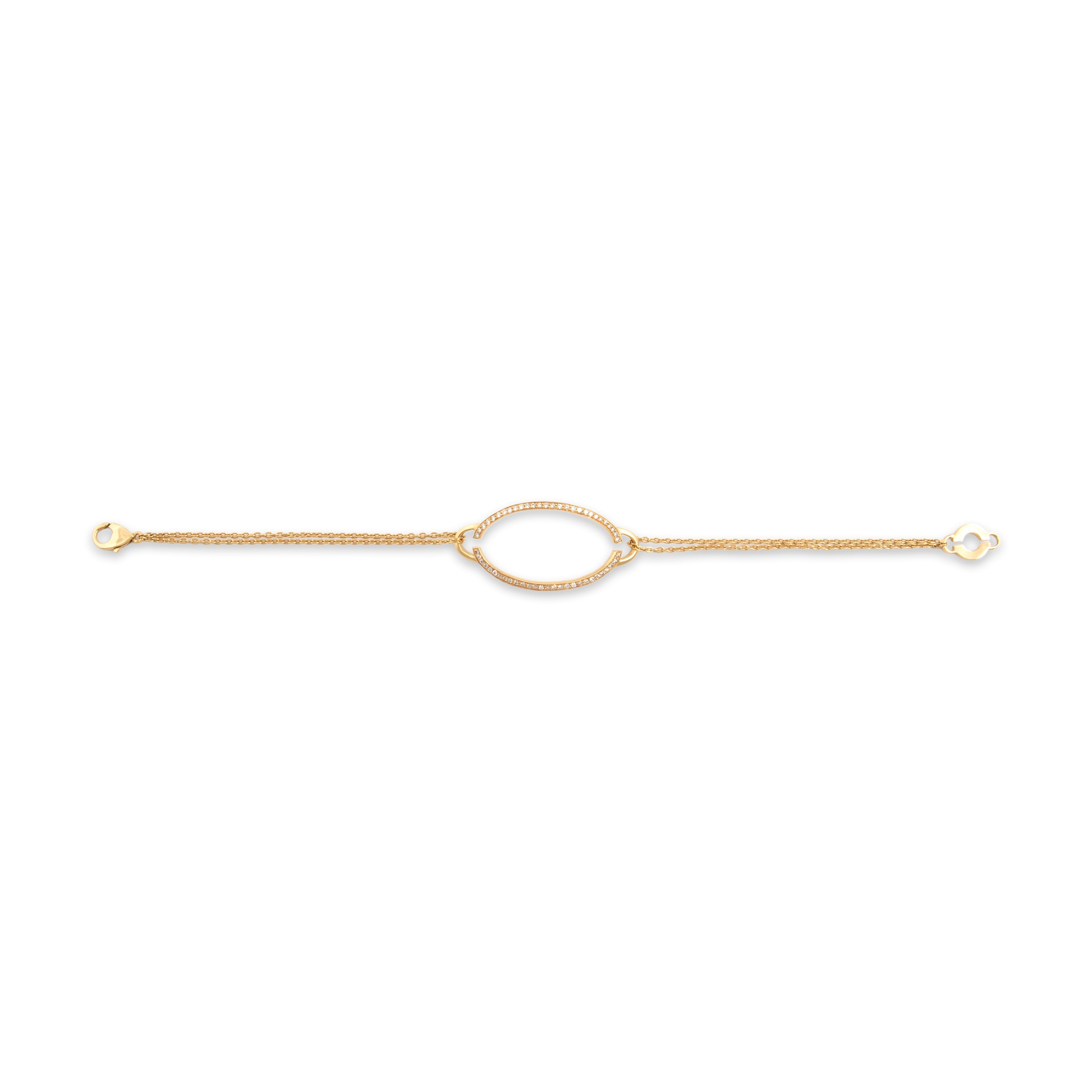 Estate 18k Yellow Gold Diamond Wonderful Open Oval Bracelet - Overall view