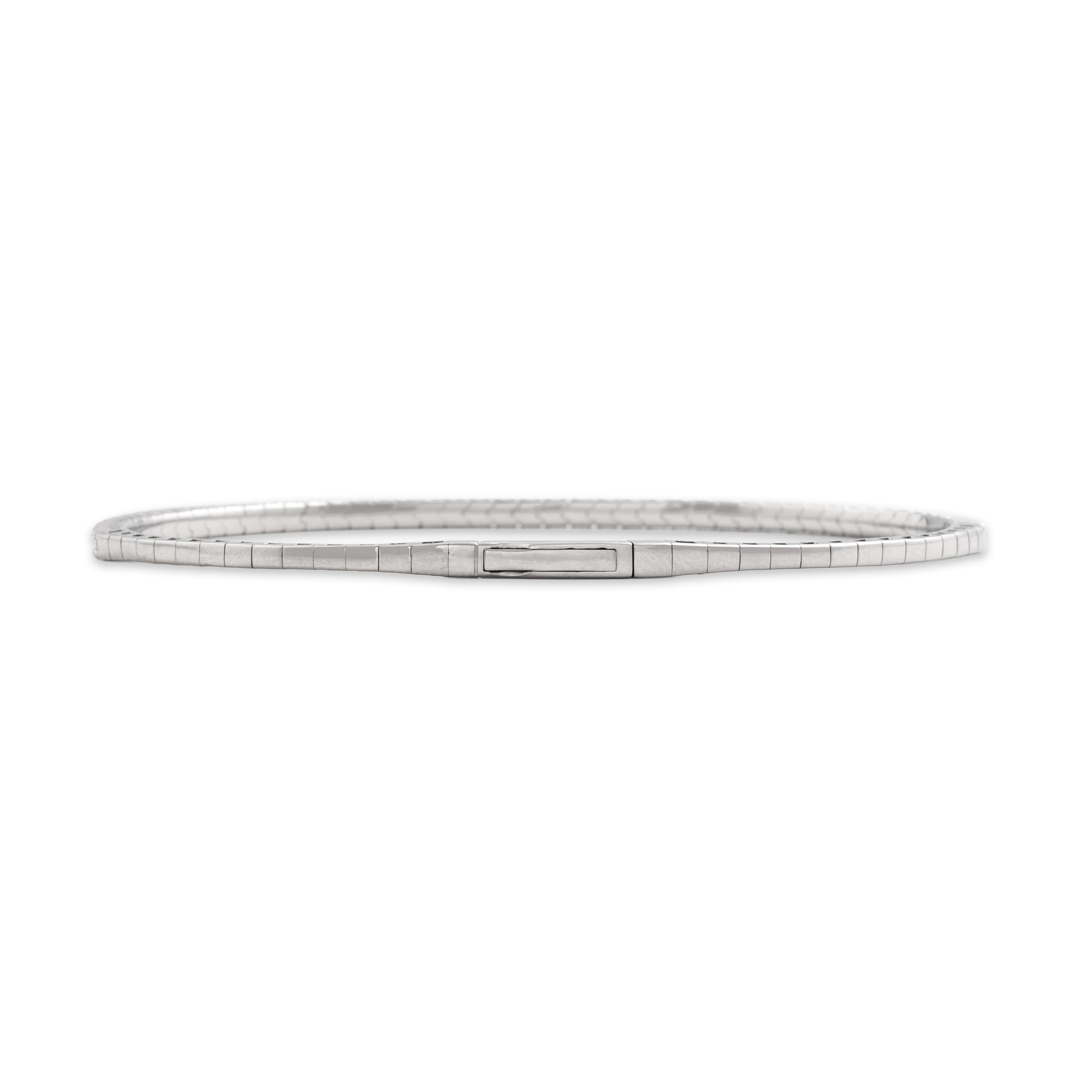 Estate 14k White Gold Diamond Chic Line Bangle Bracelet - Back view