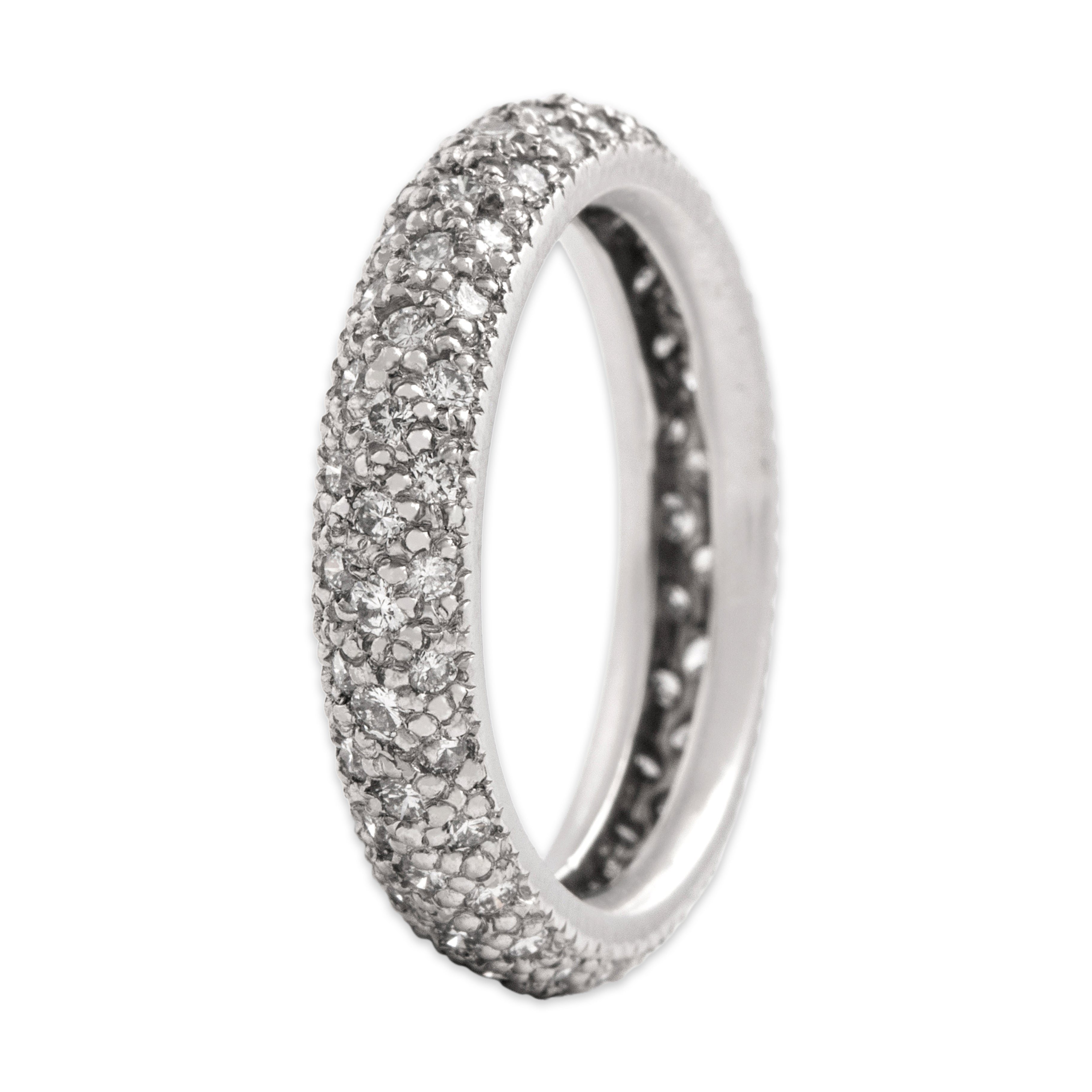Vintage Platinum Diamond Sparkling Eternity Band Ring - Side view