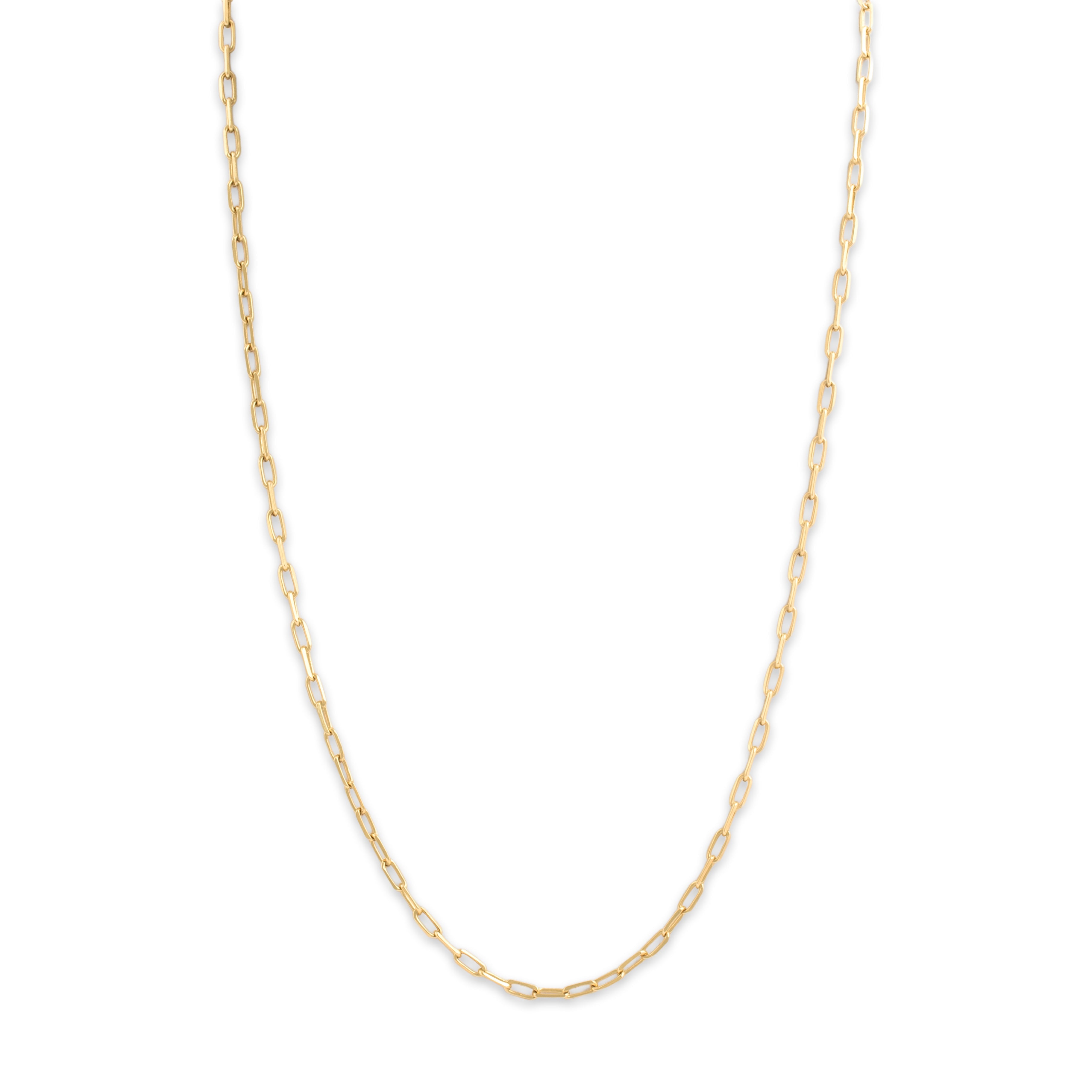 Vintage Italian 14k Yellow Gold 2.7mm Dimensional Paperclip Link Chain - detail view #1