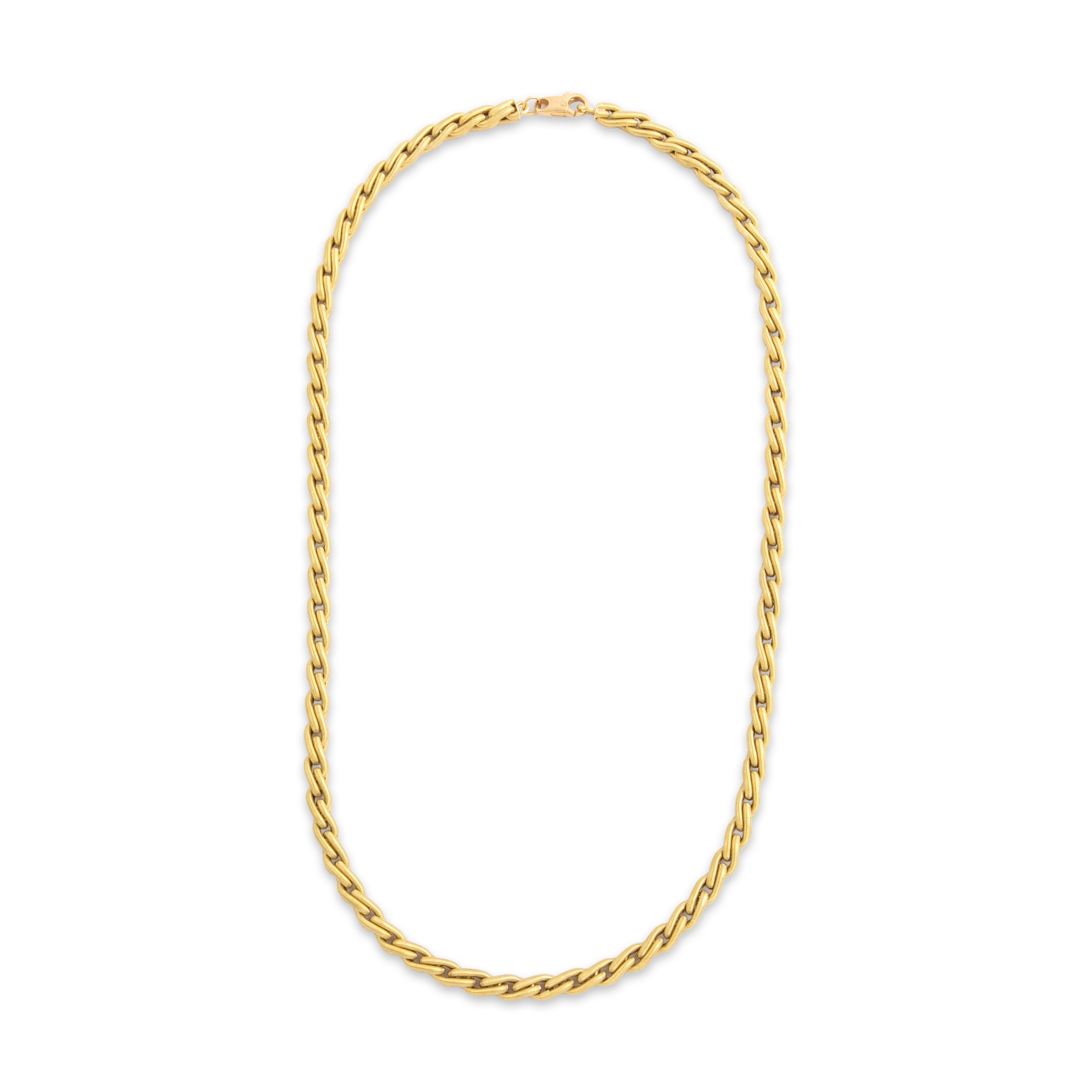Vintage 18k Yellow Gold Superb Twisting Coiled Link Necklace - Overall view
