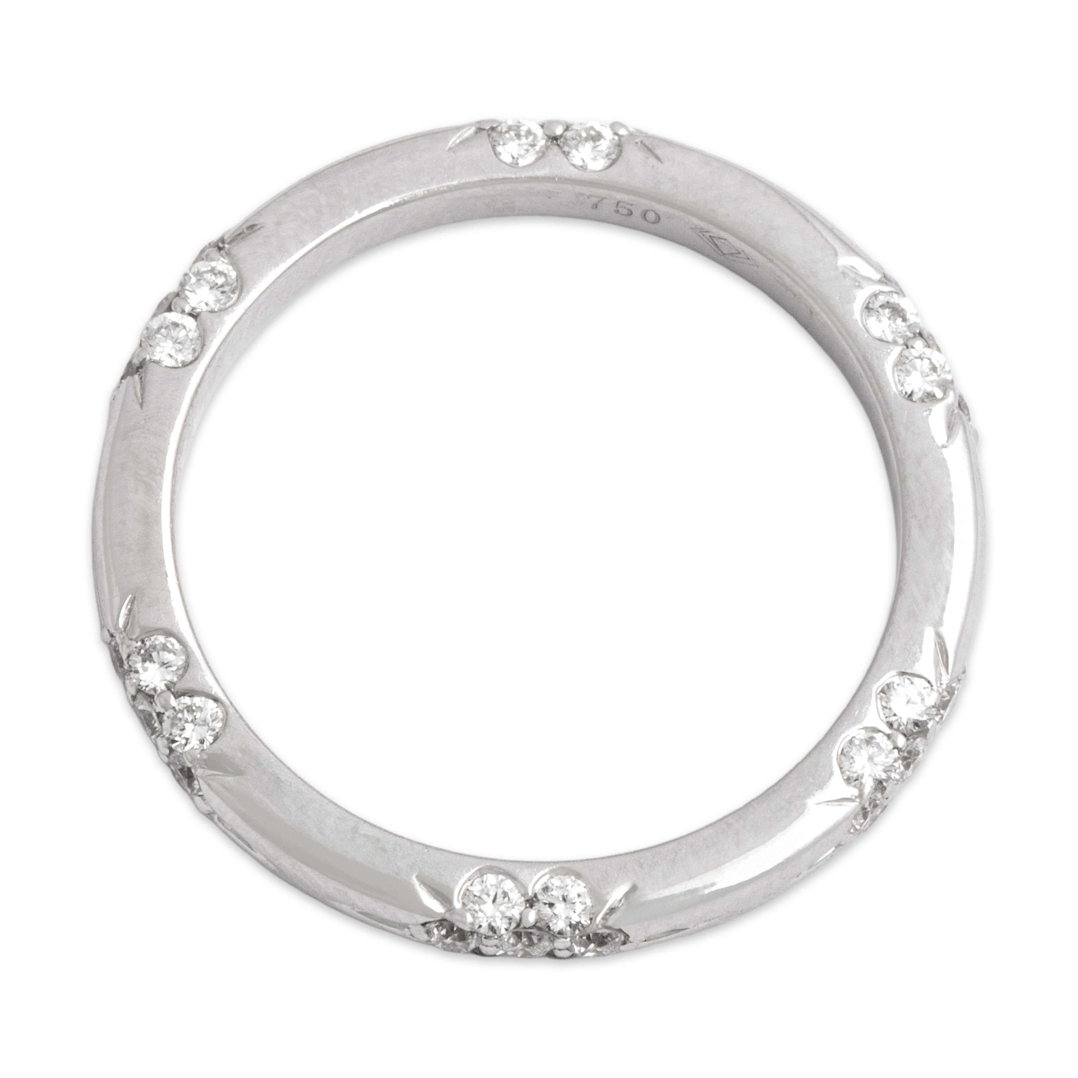 Estate 18k White Gold .55cttw Diamond Sparkle Cluster Eternity Band Ring - Overall view