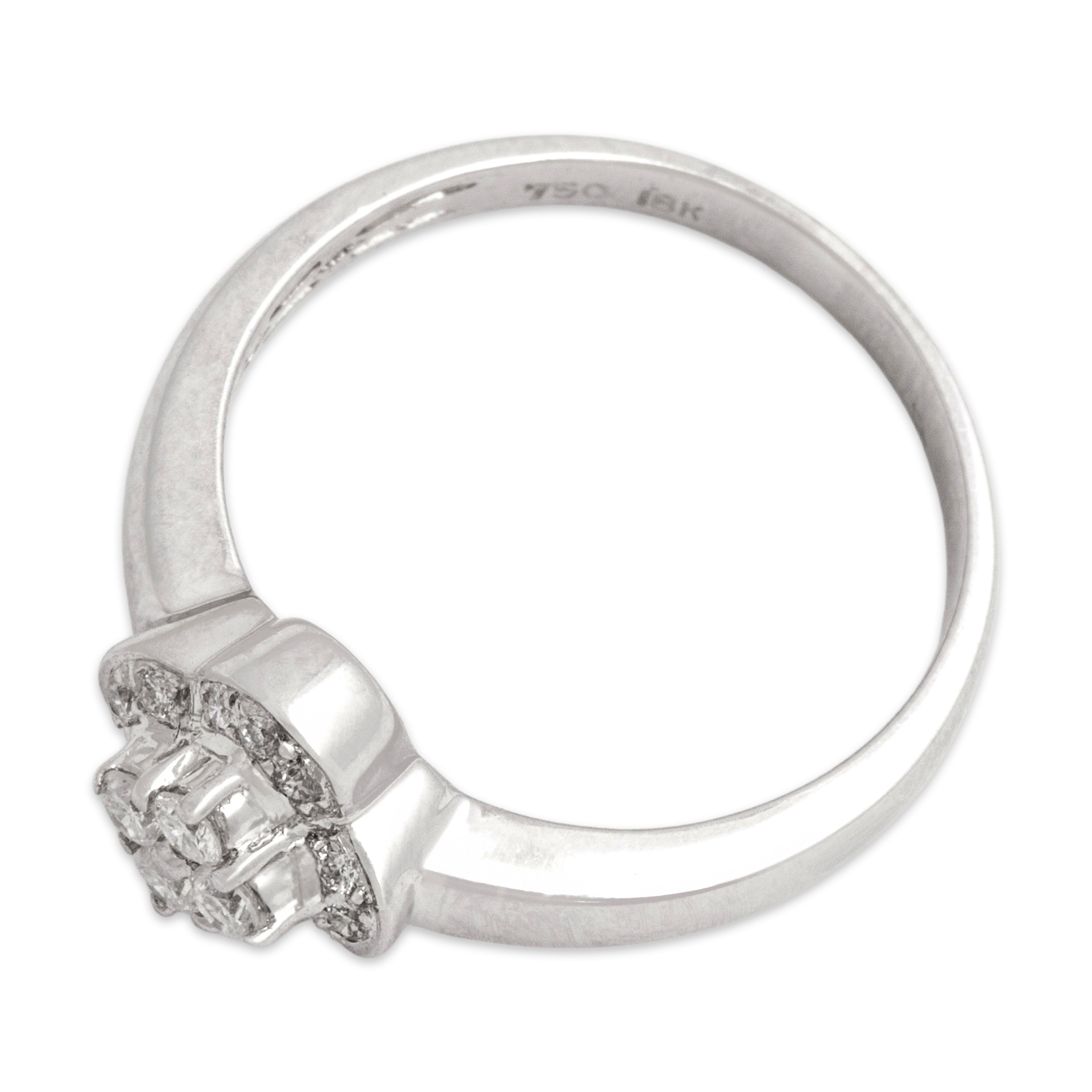 Estate 18k White Gold Diamond Chic Sparkling Quatrefoil Ring - Overall view