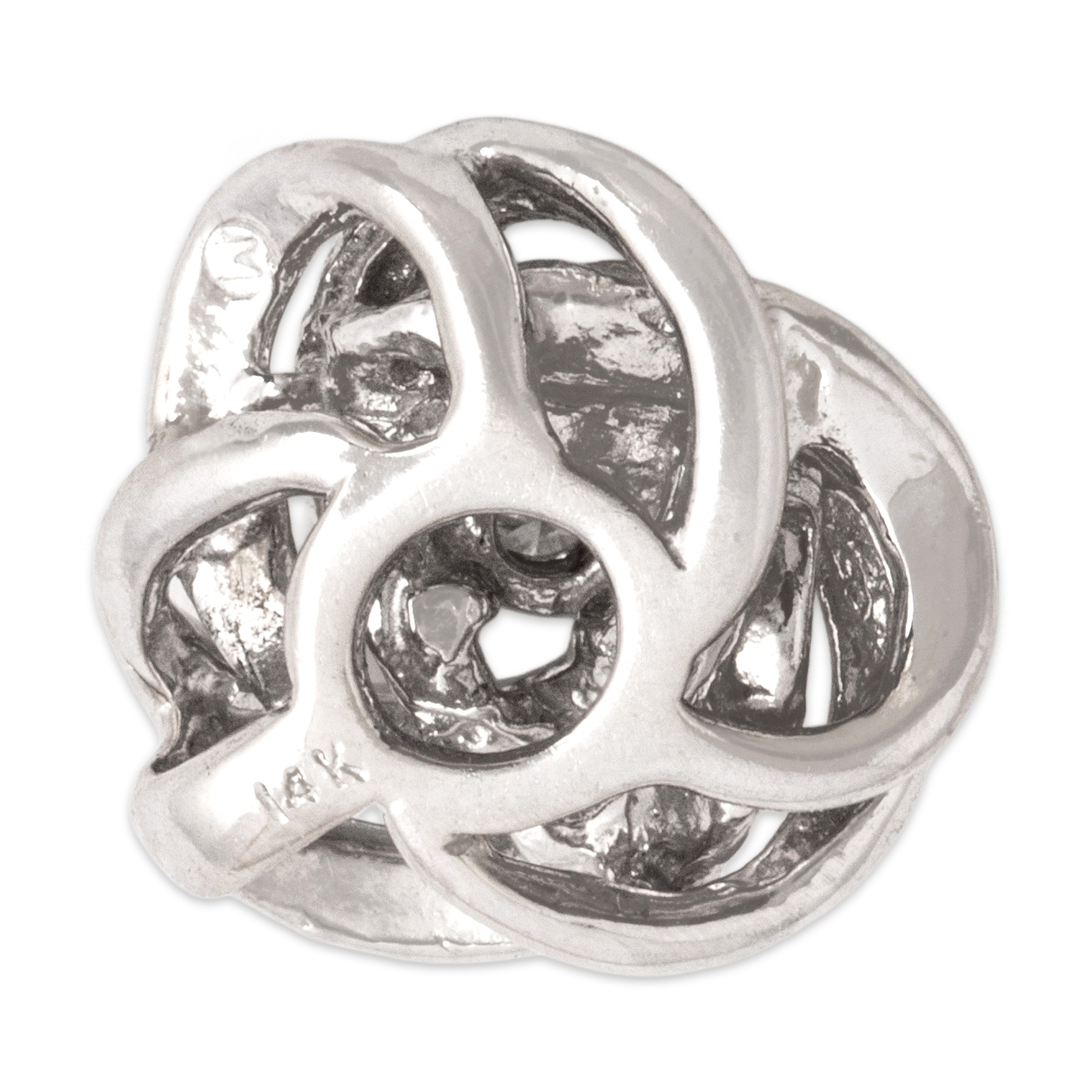 Vintage 14k White Gold Diamond Twisted Rosette Pendant - Back view