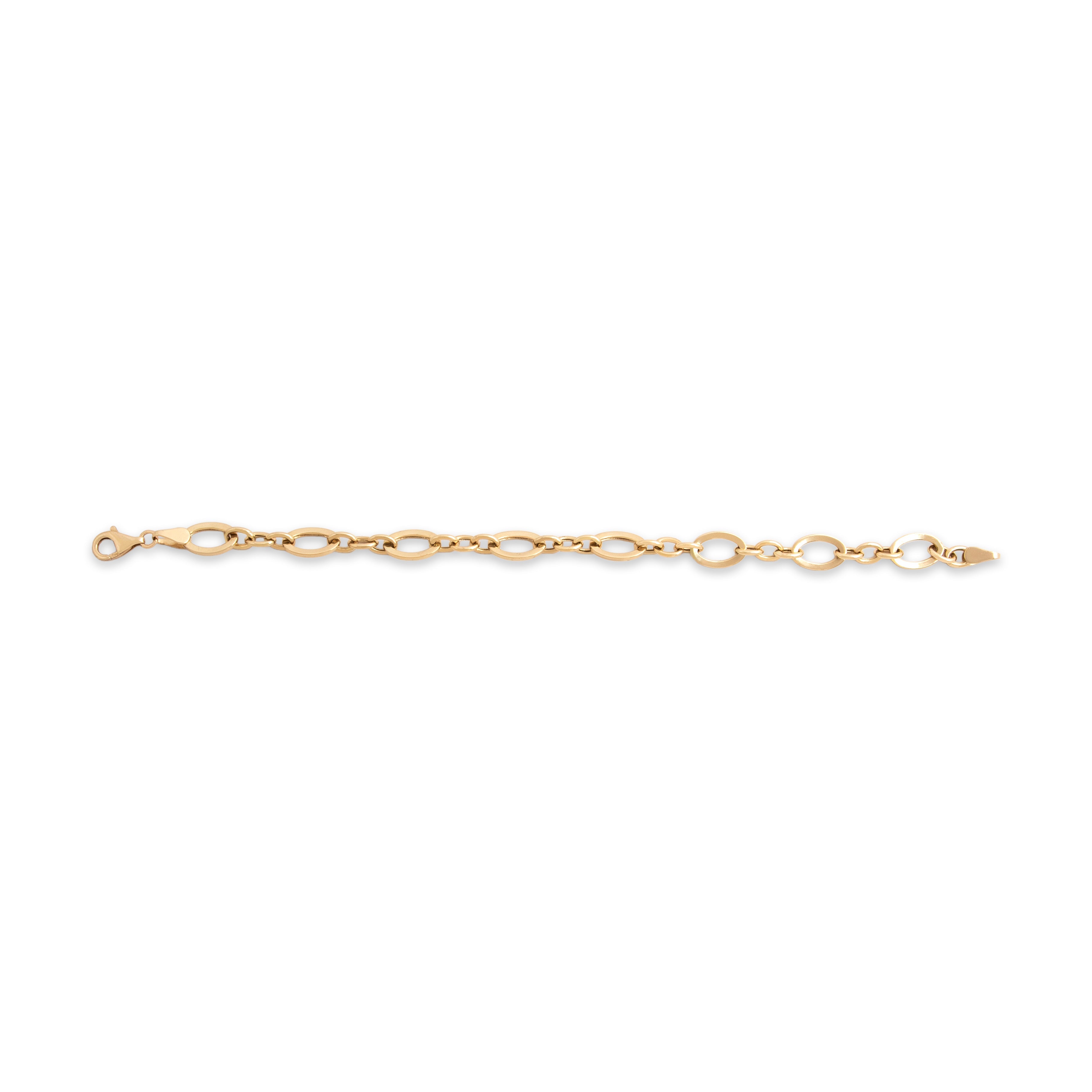 Vintage Lightweight 14k Yellow Gold Chic Mixed Link Bracelet - Overall view