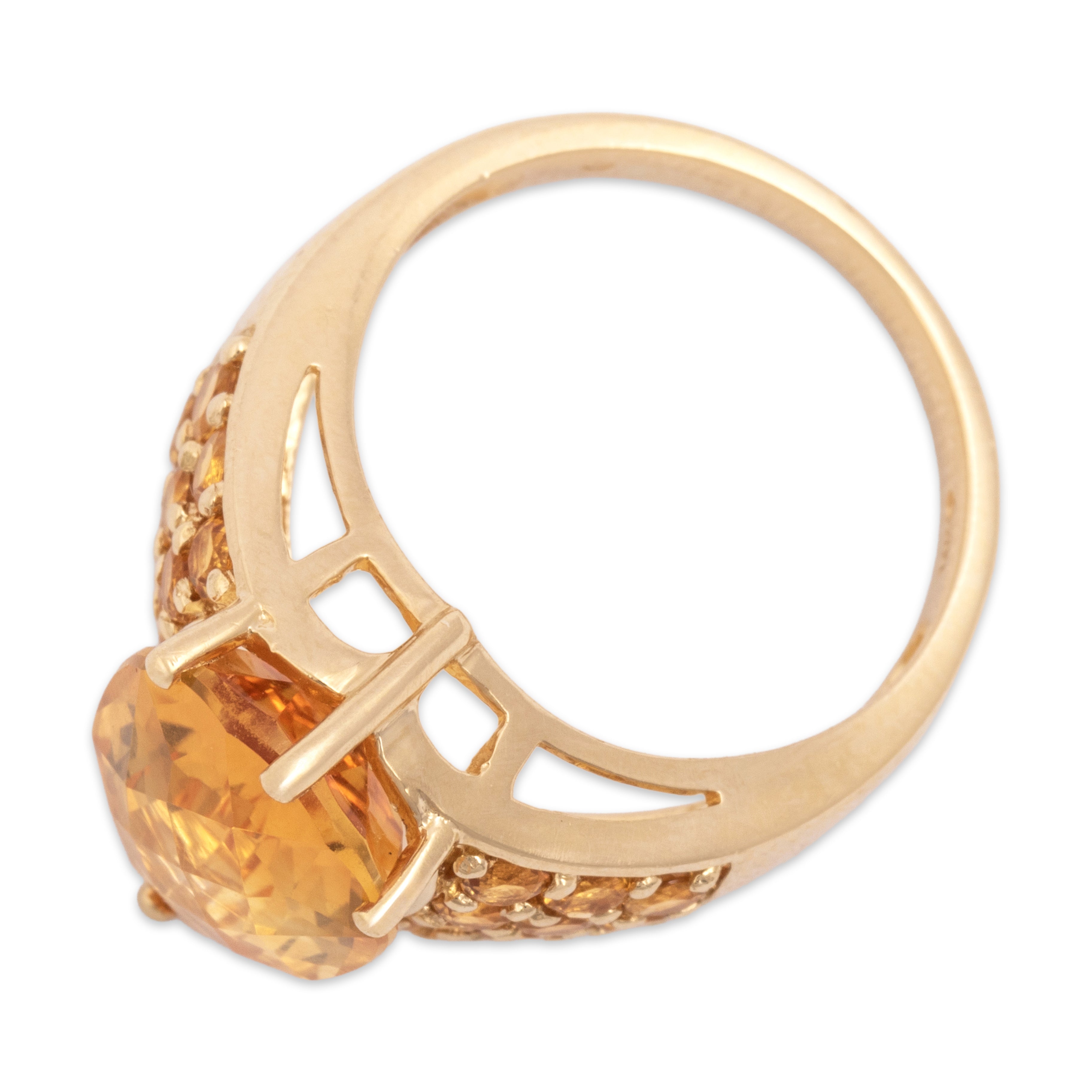 Vintage Large 14k Yellow Gold 5.33cttw Citrine Bright Teardrop Cocktail Ring - Overall view