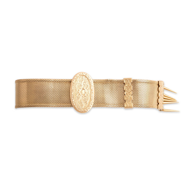 Antique Victorian Substantial 14k Yellow Gold Fantastic Engraved Slide Bracelet 7