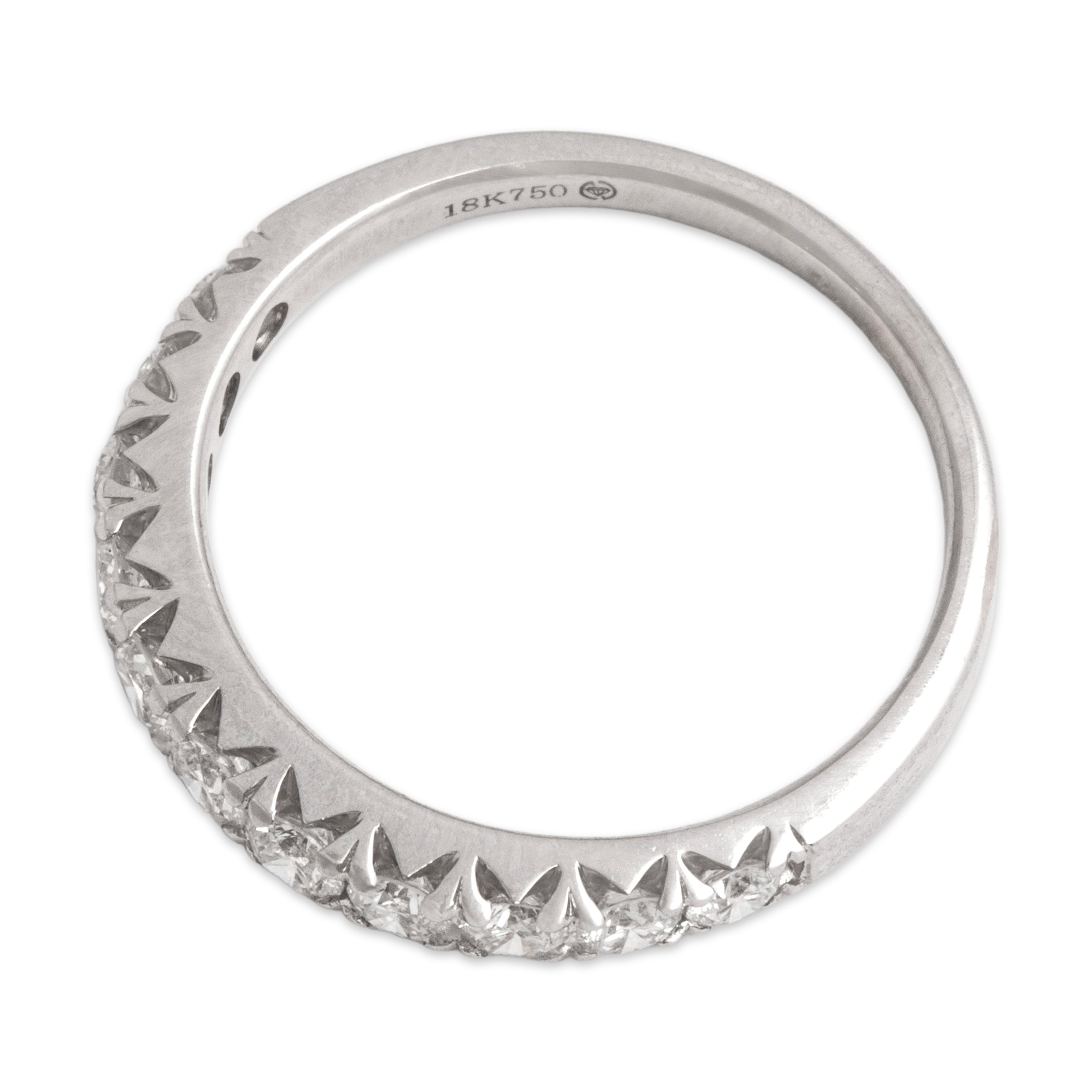 Estate 18k White Gold [Custom Carat] Graduated Sparkling Line Band Ring - Overall view