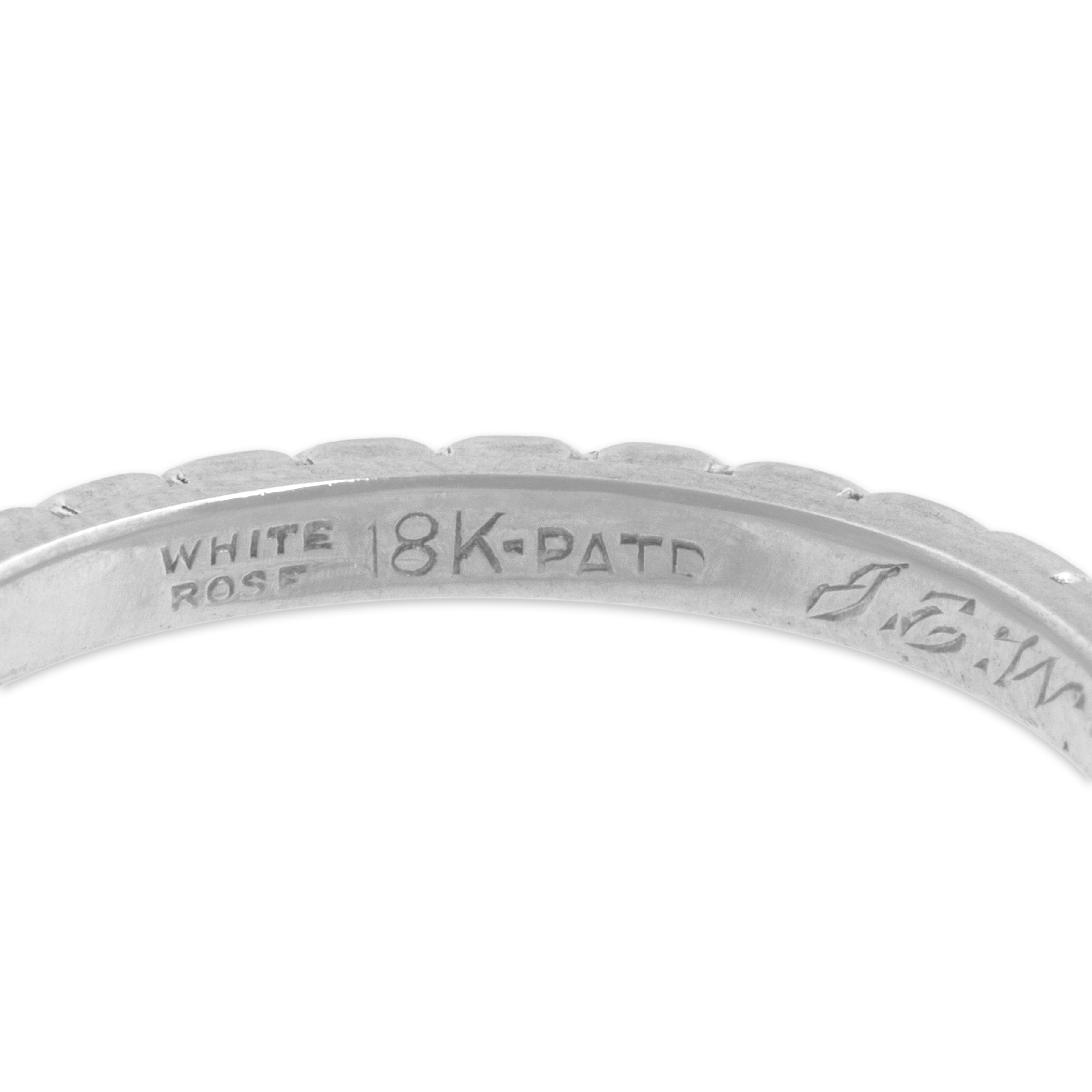 Antique 18k White Gold Classic Orange Blossom Band Ring - Hallmark view