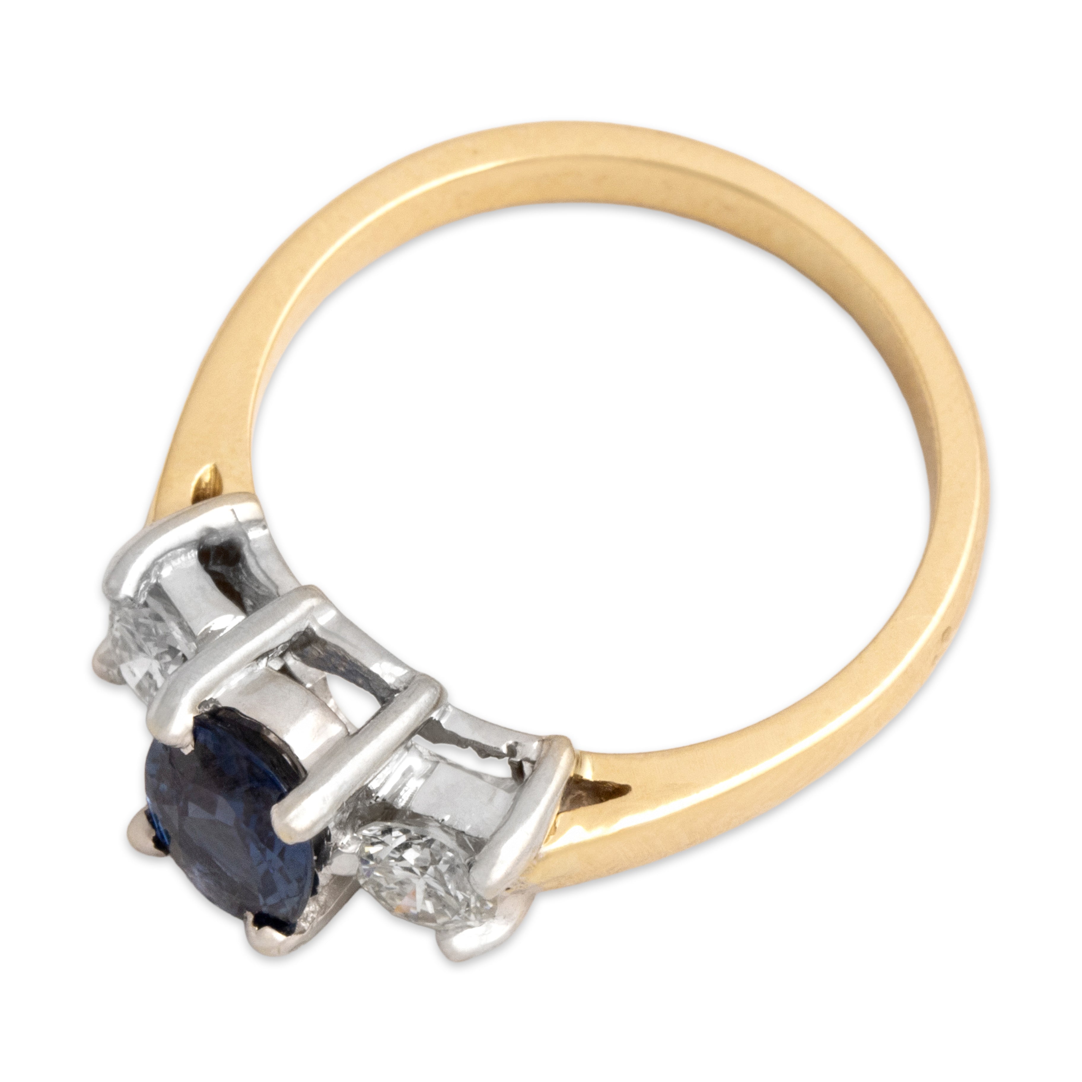 Vintage 14k Yellow & White Gold .87ct Blue Sapphire Diamond Superb Dazzling Trio Ring - Overall view