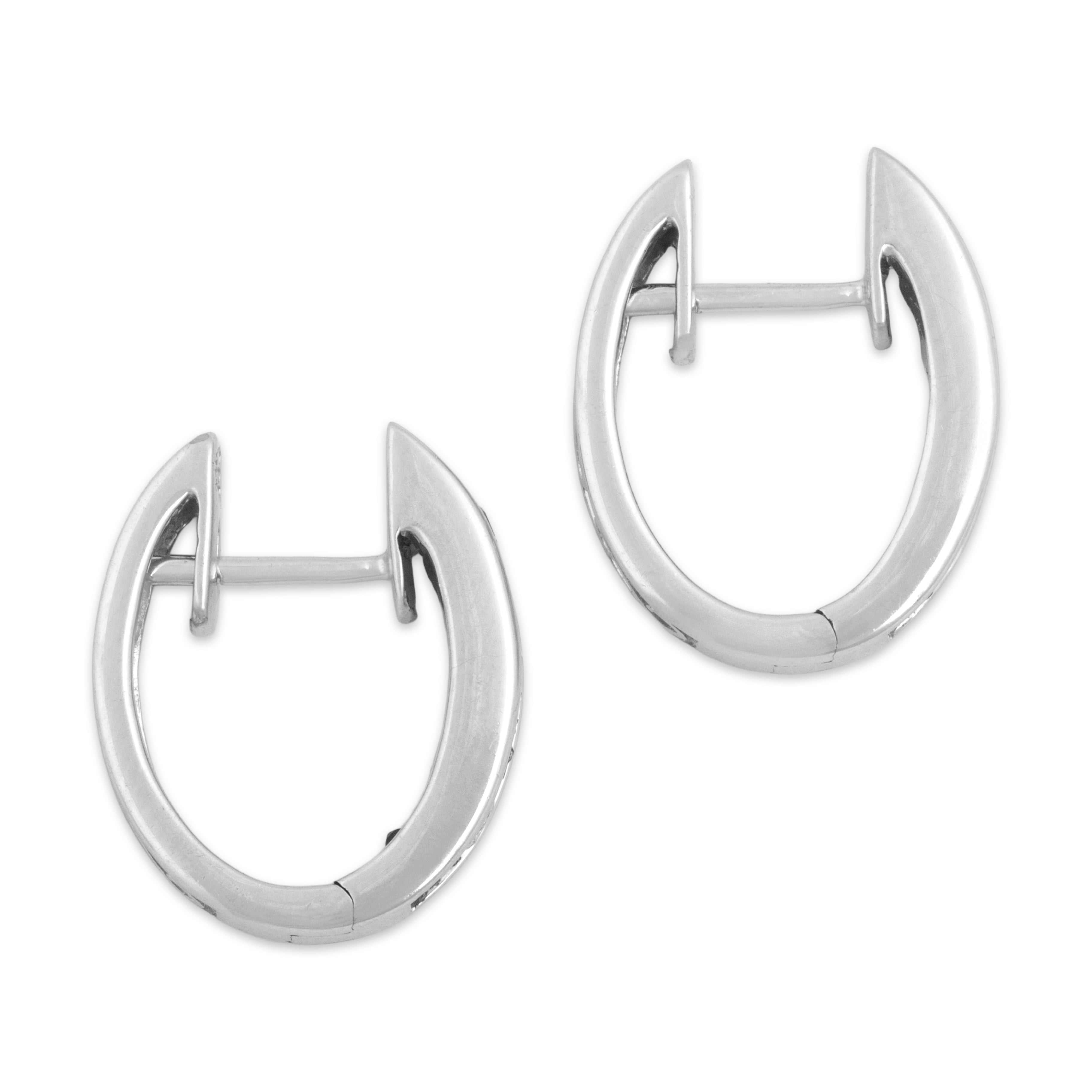 Vintage 14k White Gold Ruby Diamond Chic Mixed-Cut Channel Hoop Earrings - detail view #1