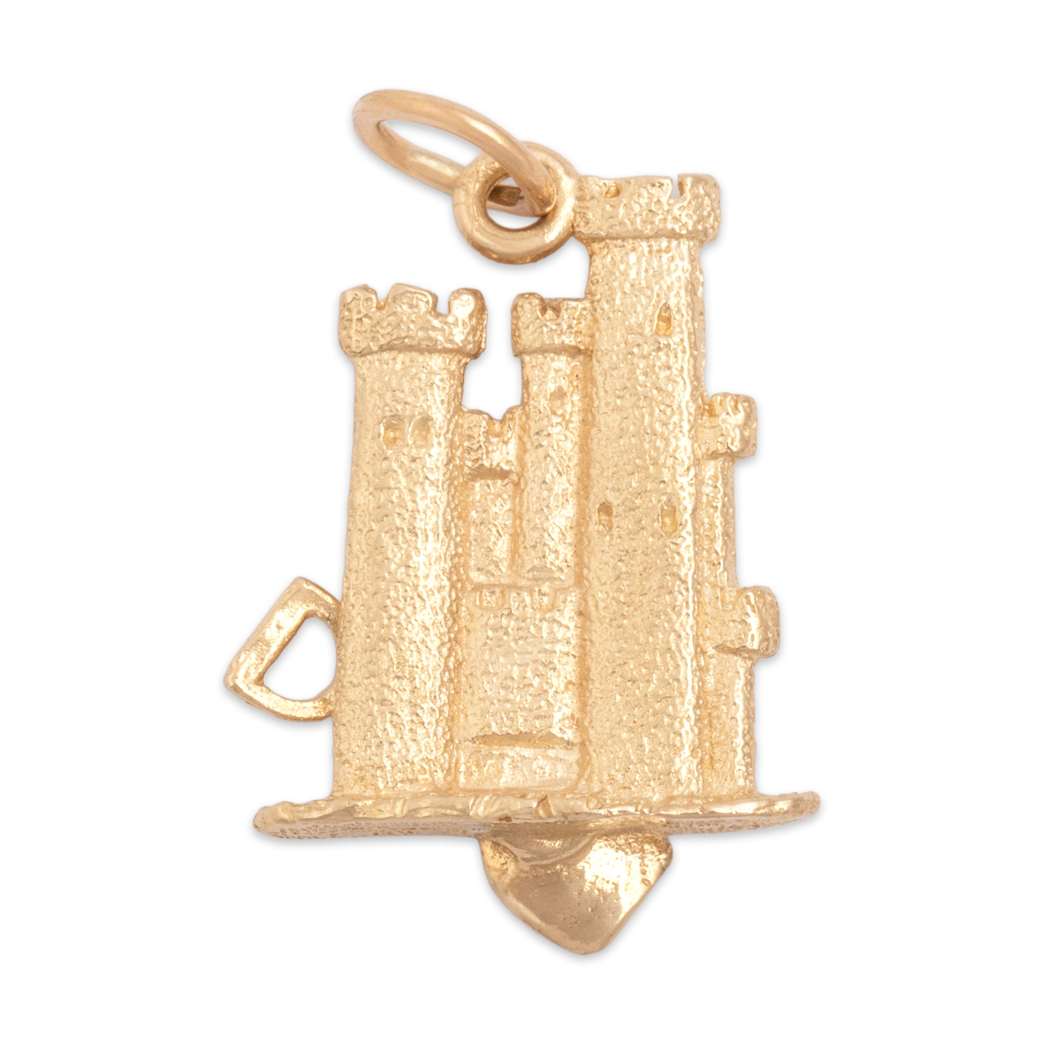 Vintage 14k Yellow Gold Playful Summertime Sandcastle Charm / Pendant - Back view