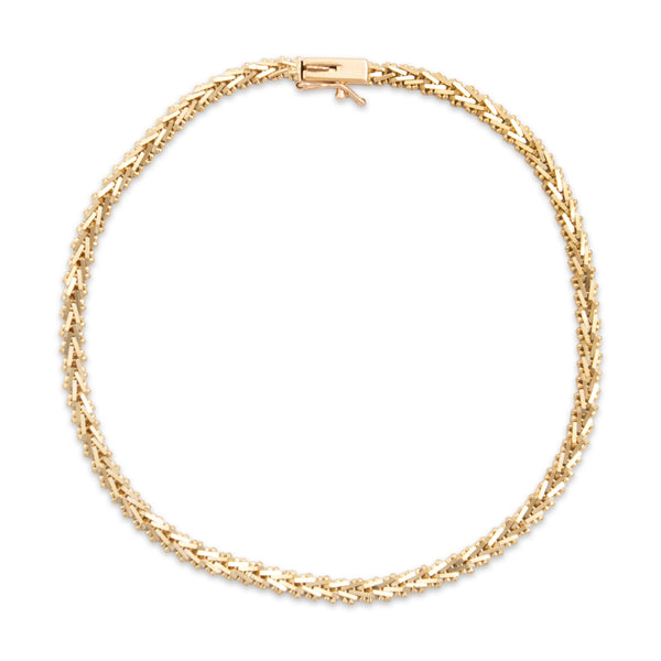 Vintage 14k Yellow Gold Stackable Geometric Link Bracelet 7.5