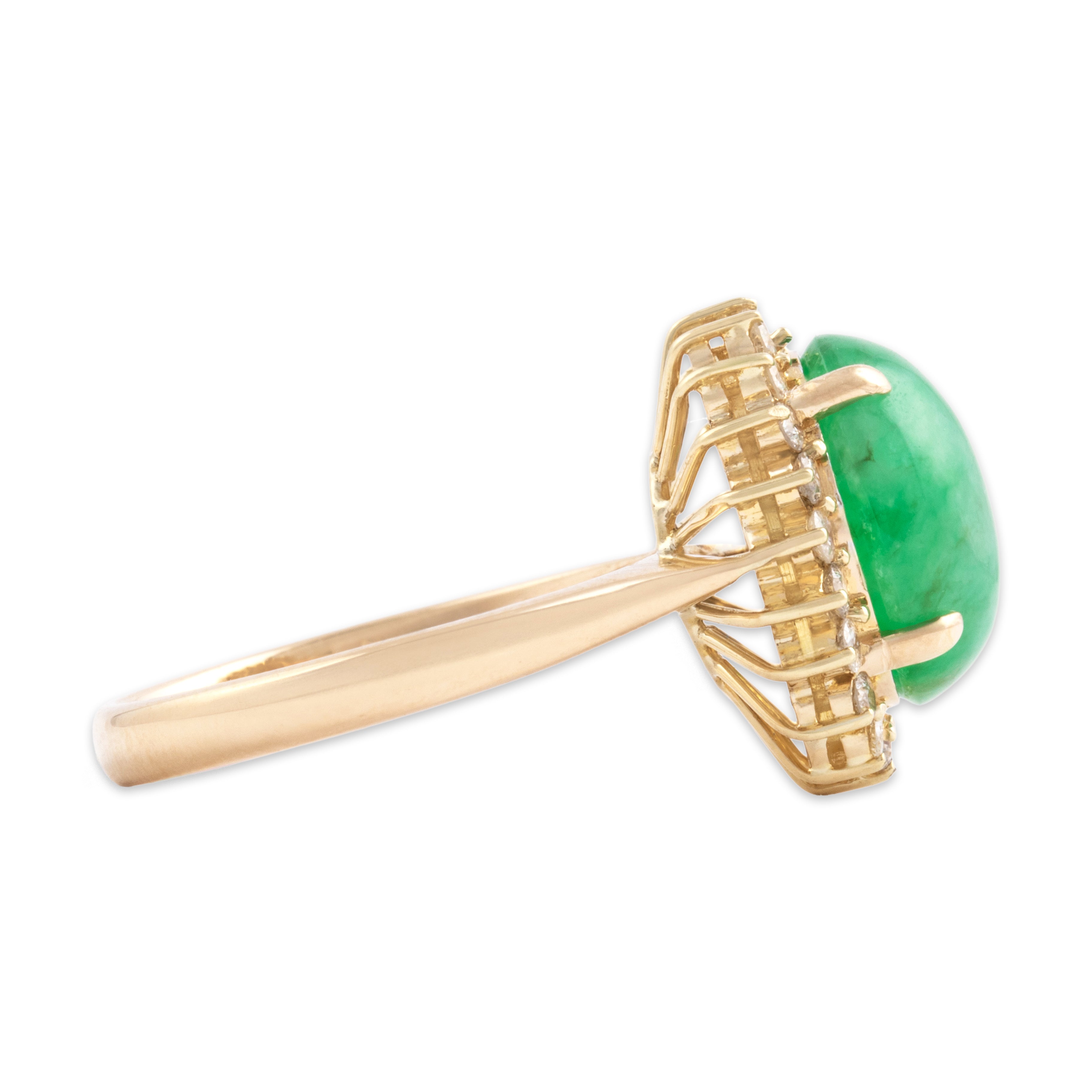 Vintage 14k Yellow Gold 3.53ct Jade Diamond Incredible Sparkling Halo Cocktail Ring - Side view