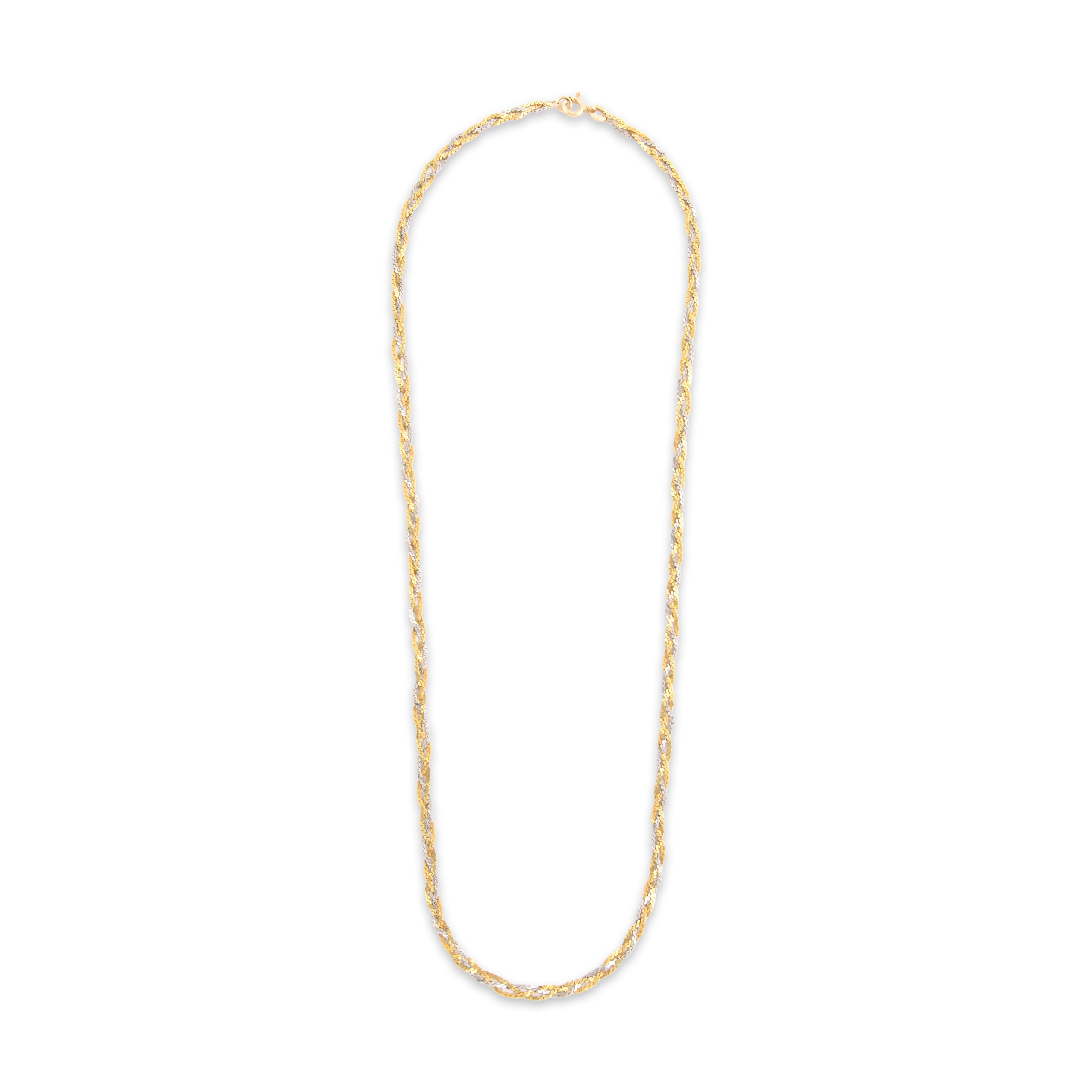 Vintage Italian 14k Yellow & White Gold Braided Serpentine Chain Necklace - Overall view