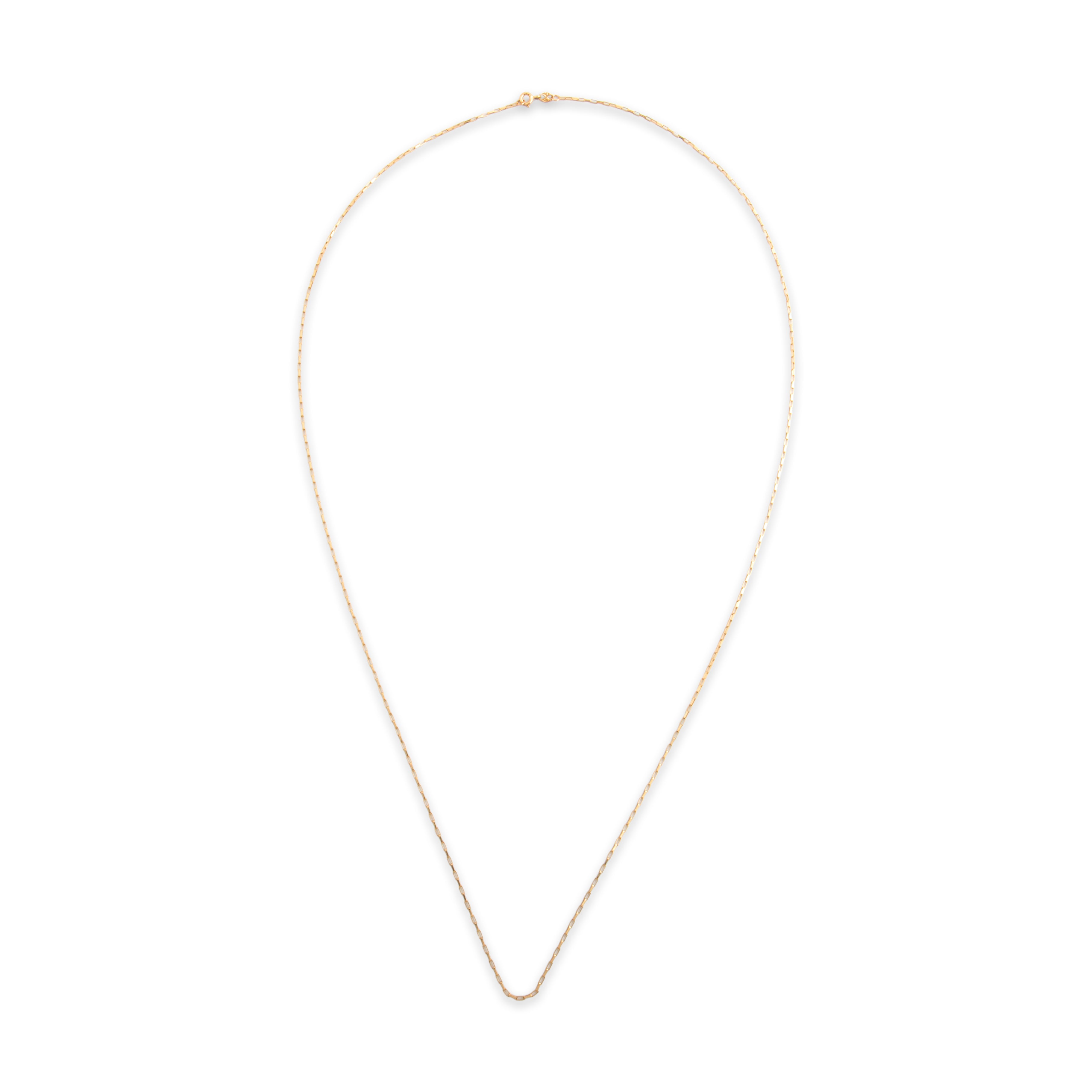 Vintage Italian 14k Yellow Gold 1.2mm Sleek Long Delicate Rectangular Link Chain - Overall view