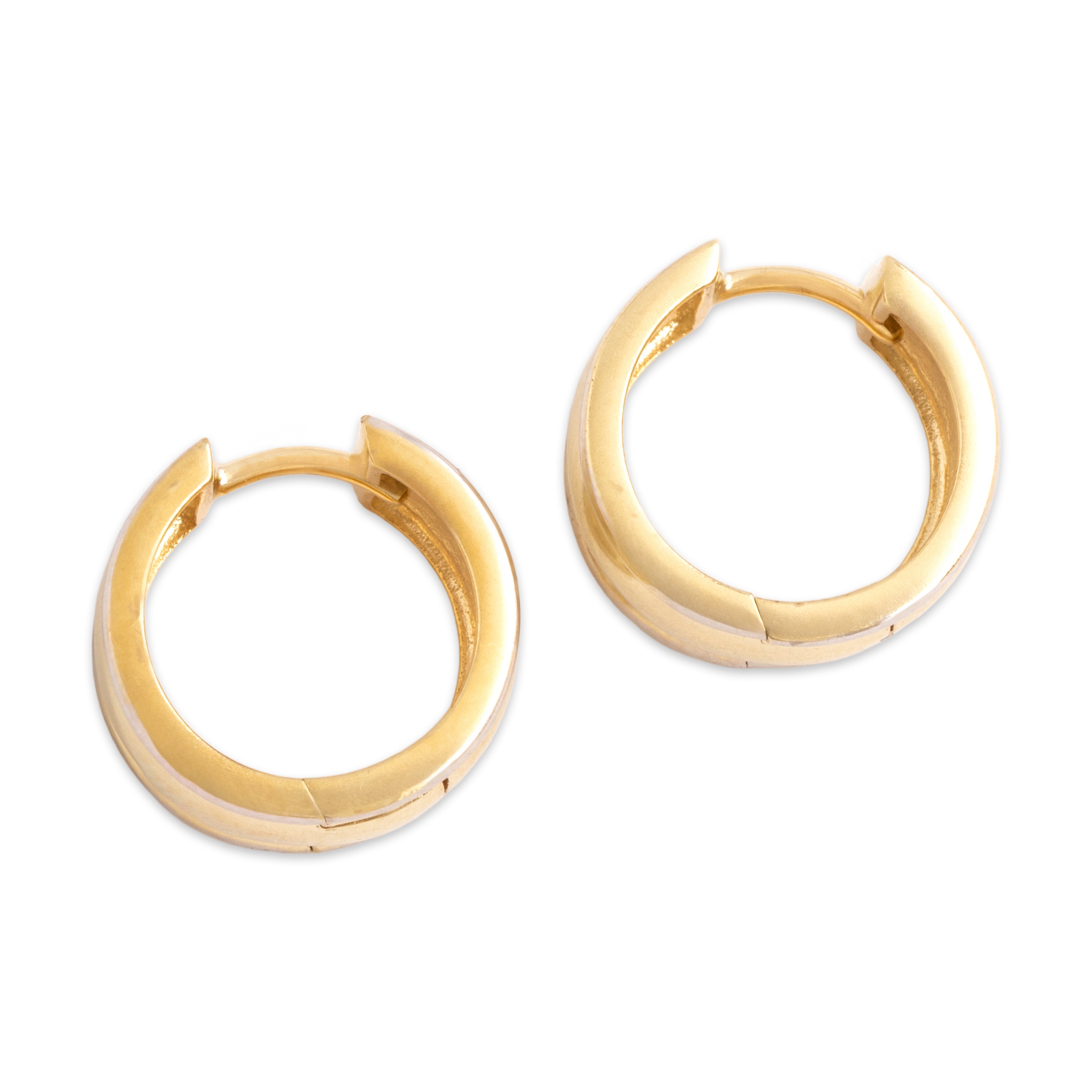 Vintage Small 14k Yellow & White Gold Classic Dome Hoop Earrings - detail view #1