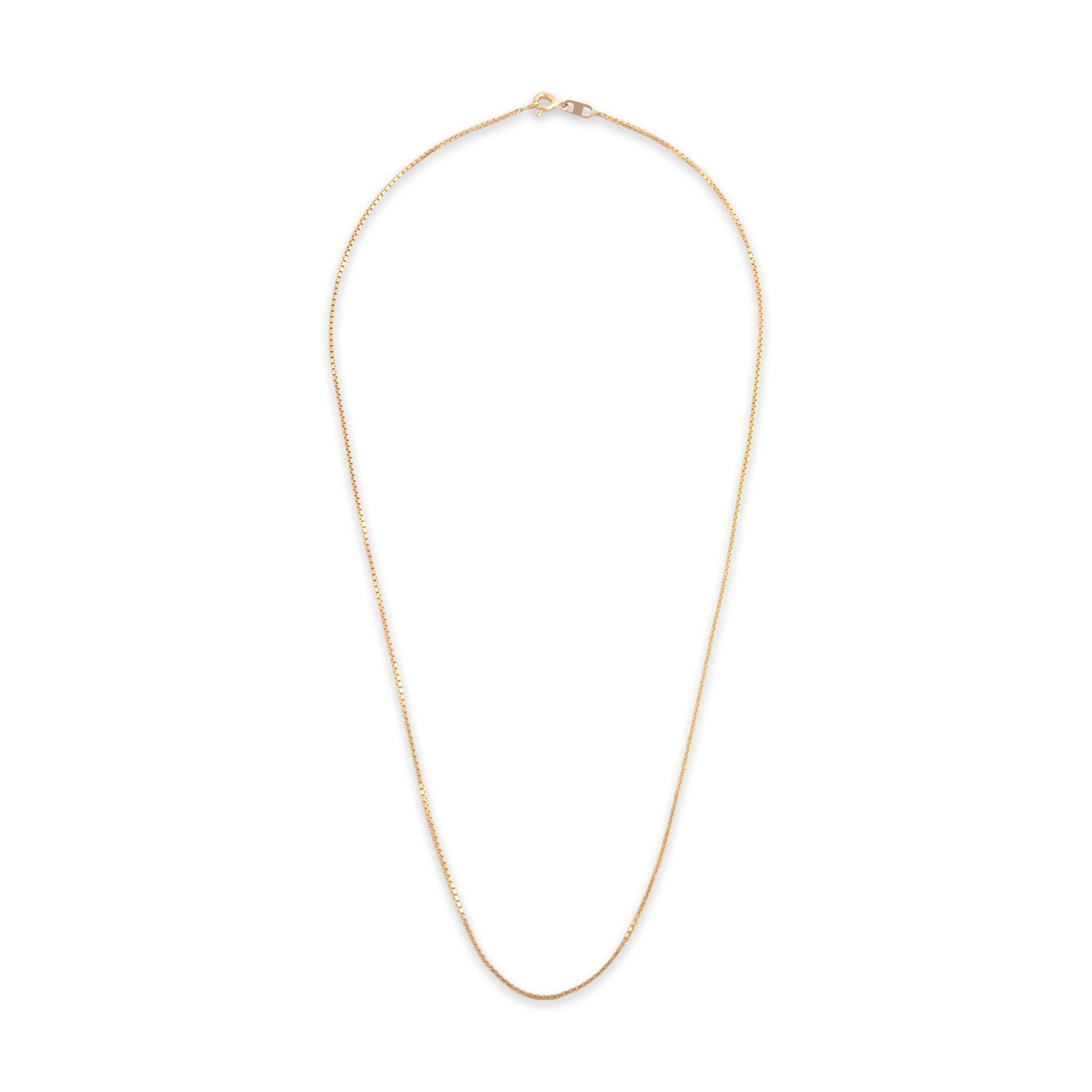 Vintage Italian 14k Yellow Gold 1.2mm Sleek Box Chain - Overall view