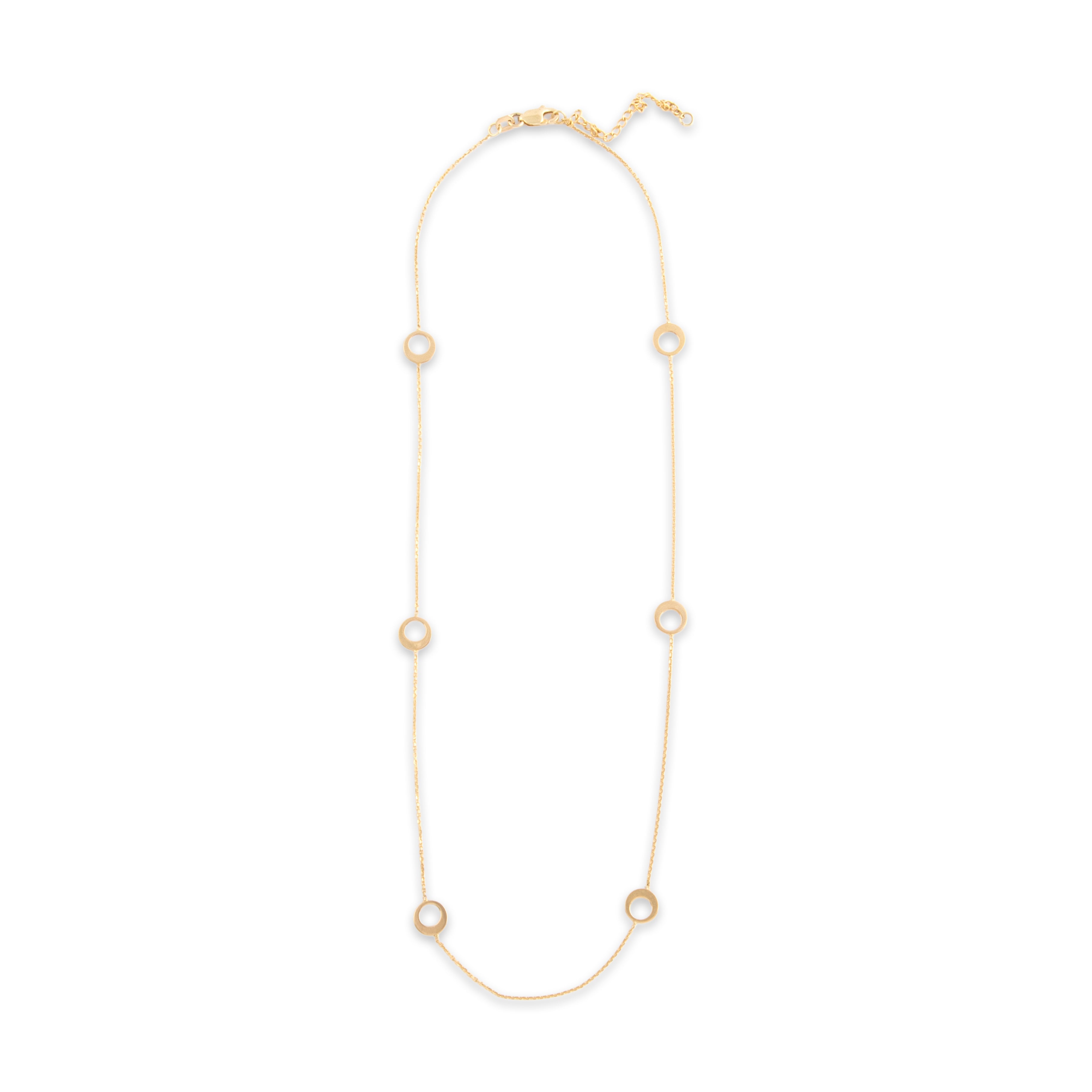 Estate 14k Yellow Gold Funky Open Disc Adjustable Necklace - Overall view