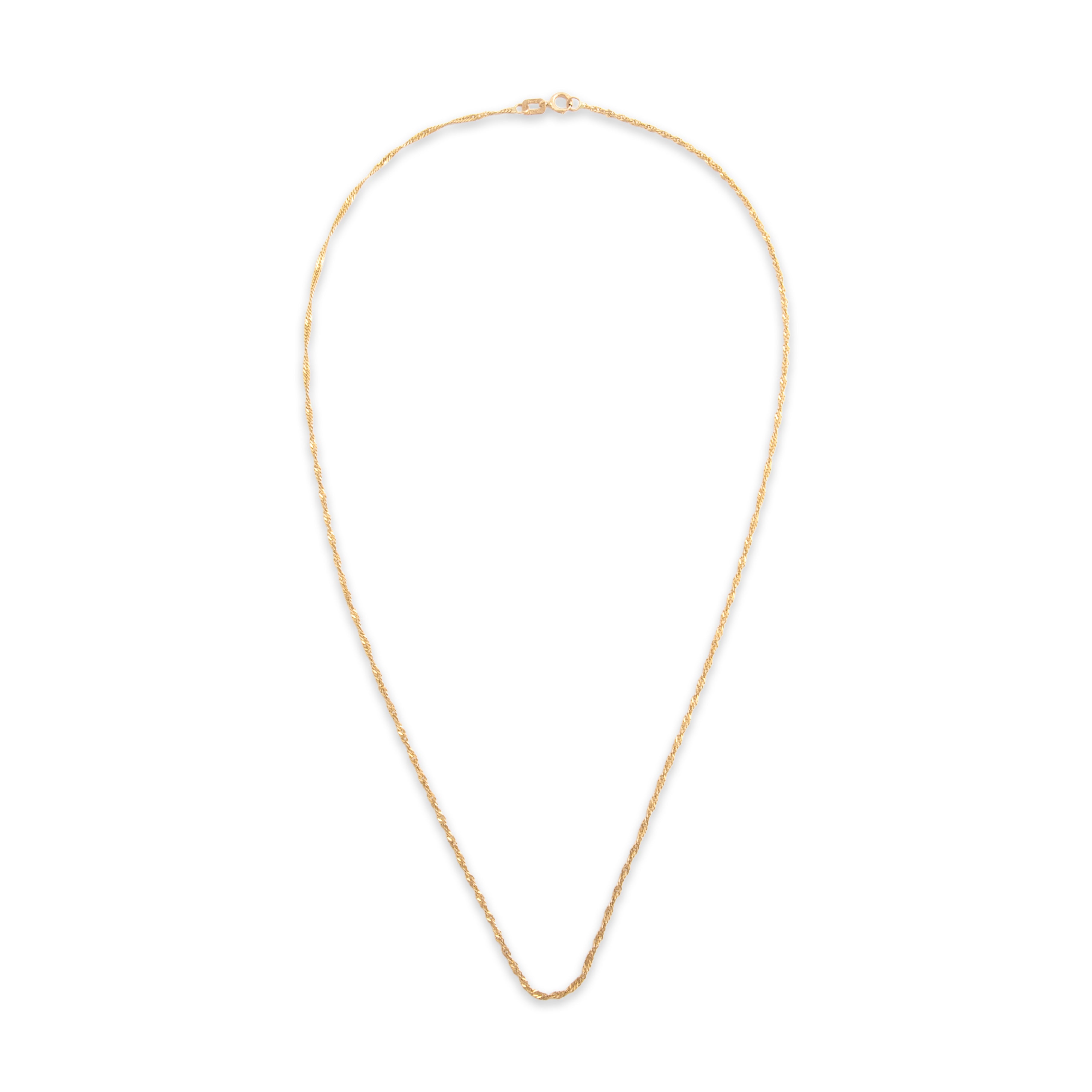 Vintage Italian Lightweight 10k Yellow Gold 1.3mm Flashing Spiral Link Chain - Overall view
