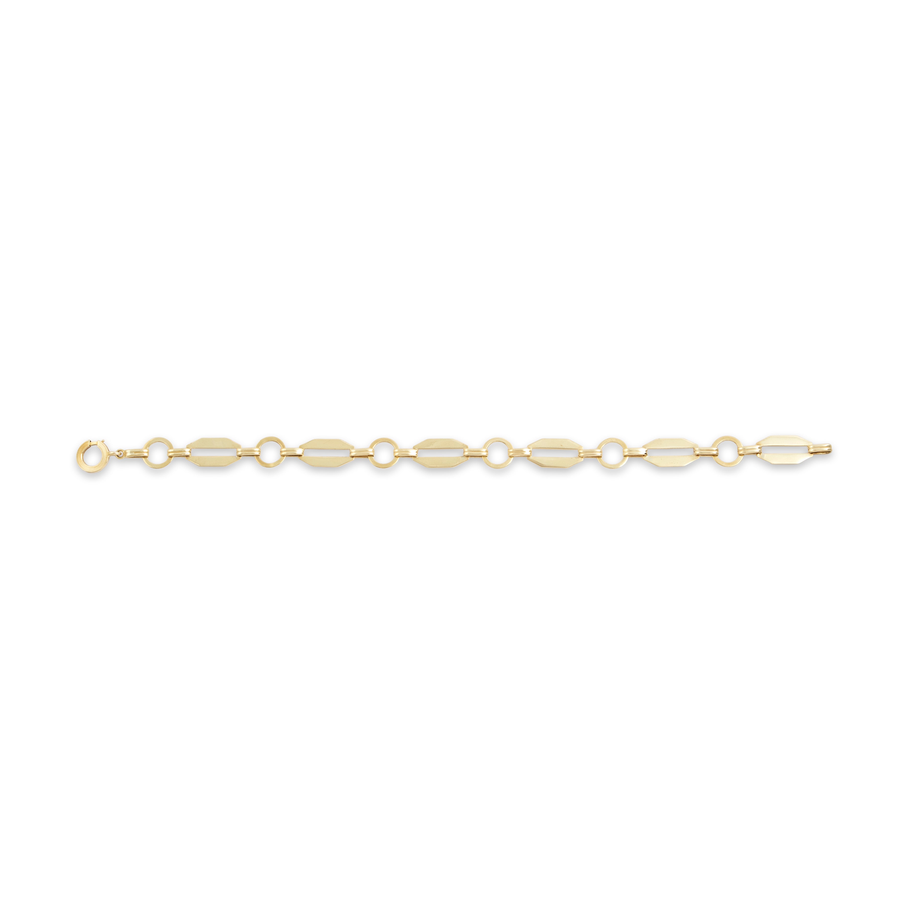 Vintage 14k Yellow Gold Textured Geometric Link Bracelet - Back view