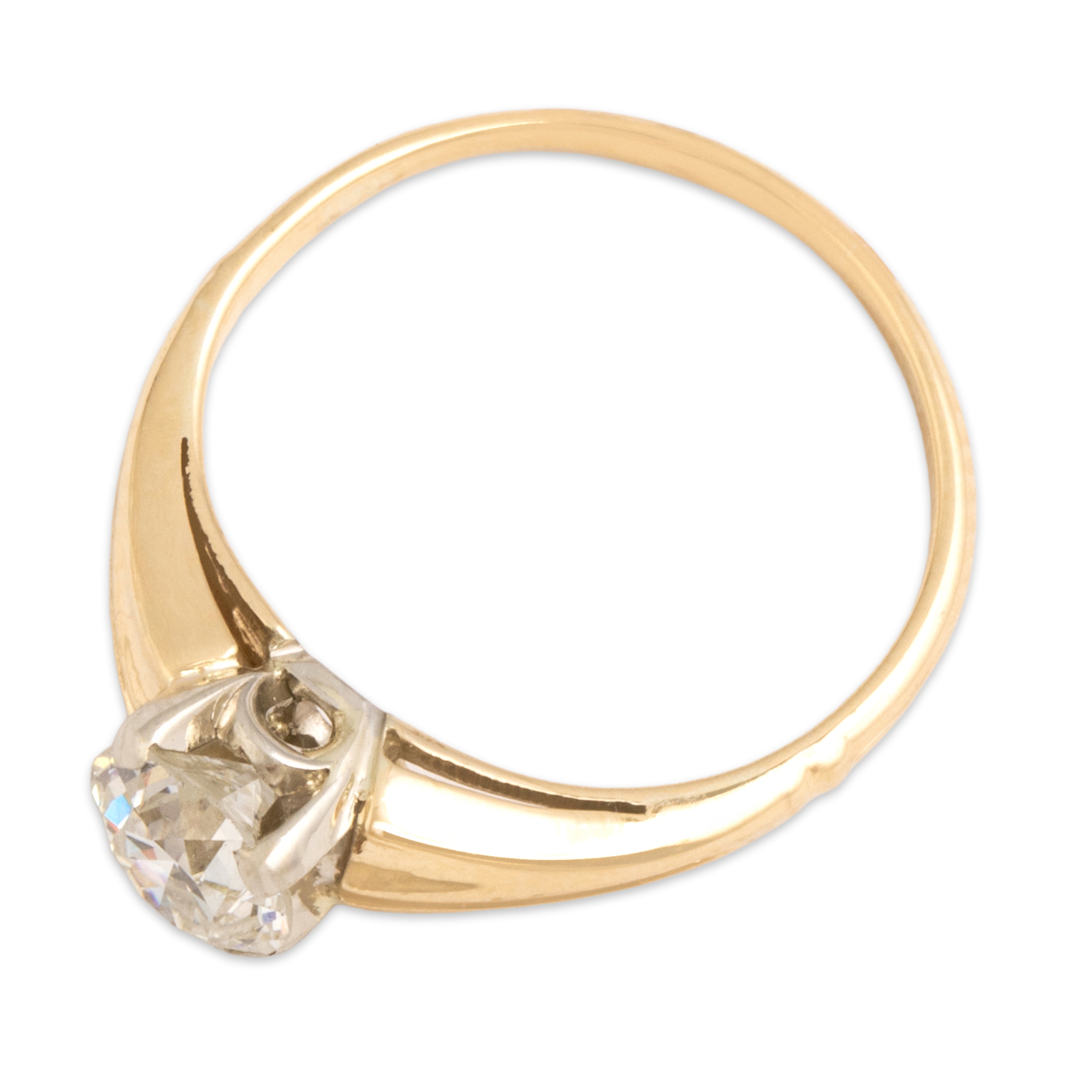 Antique 14k Yellow & White Gold .72ct Old European Cut Diamond Stunning Classic Solitaire Ring - Overall view