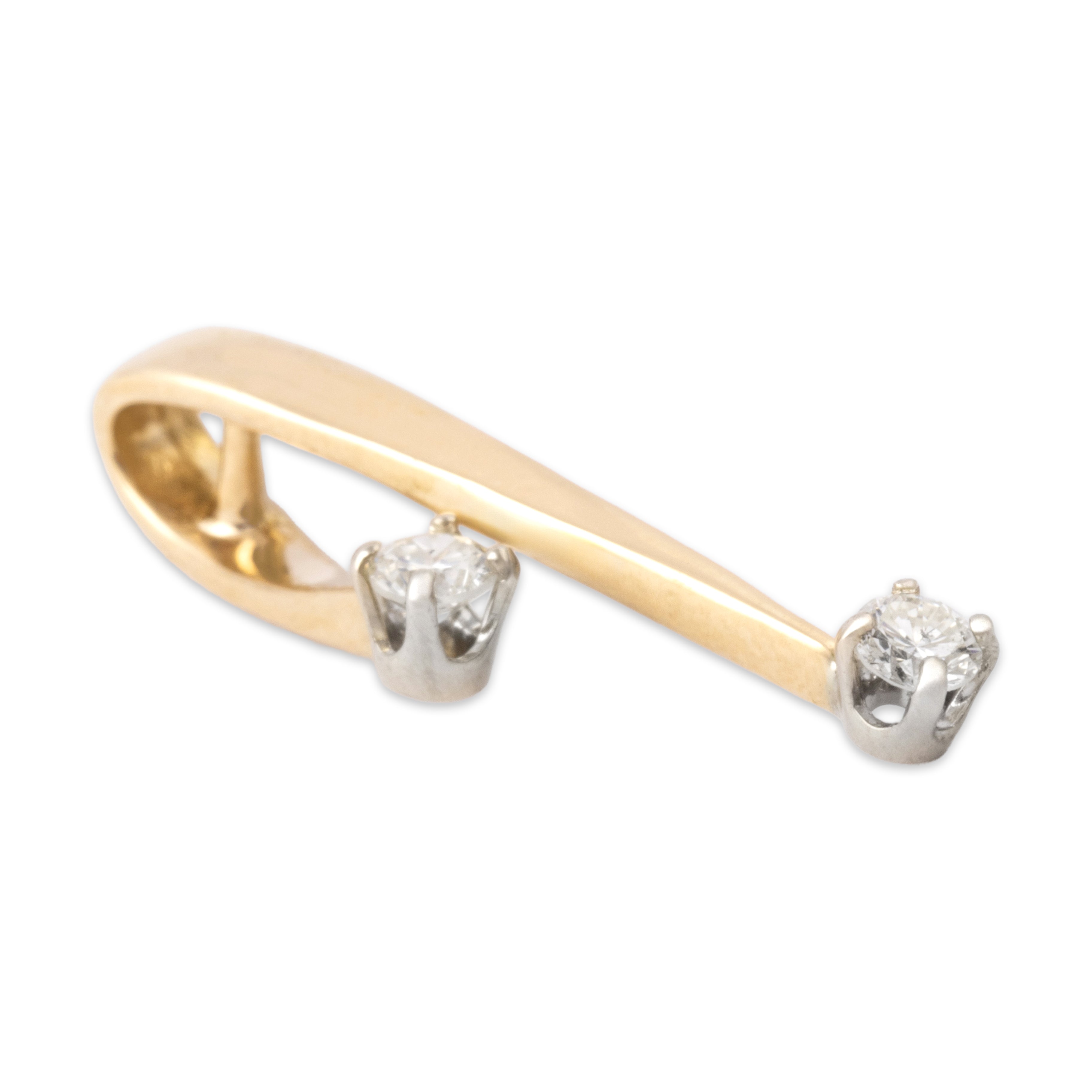 Vintage 14k Yellow Gold Diamond Chic Duo Slide Pendant - Side view