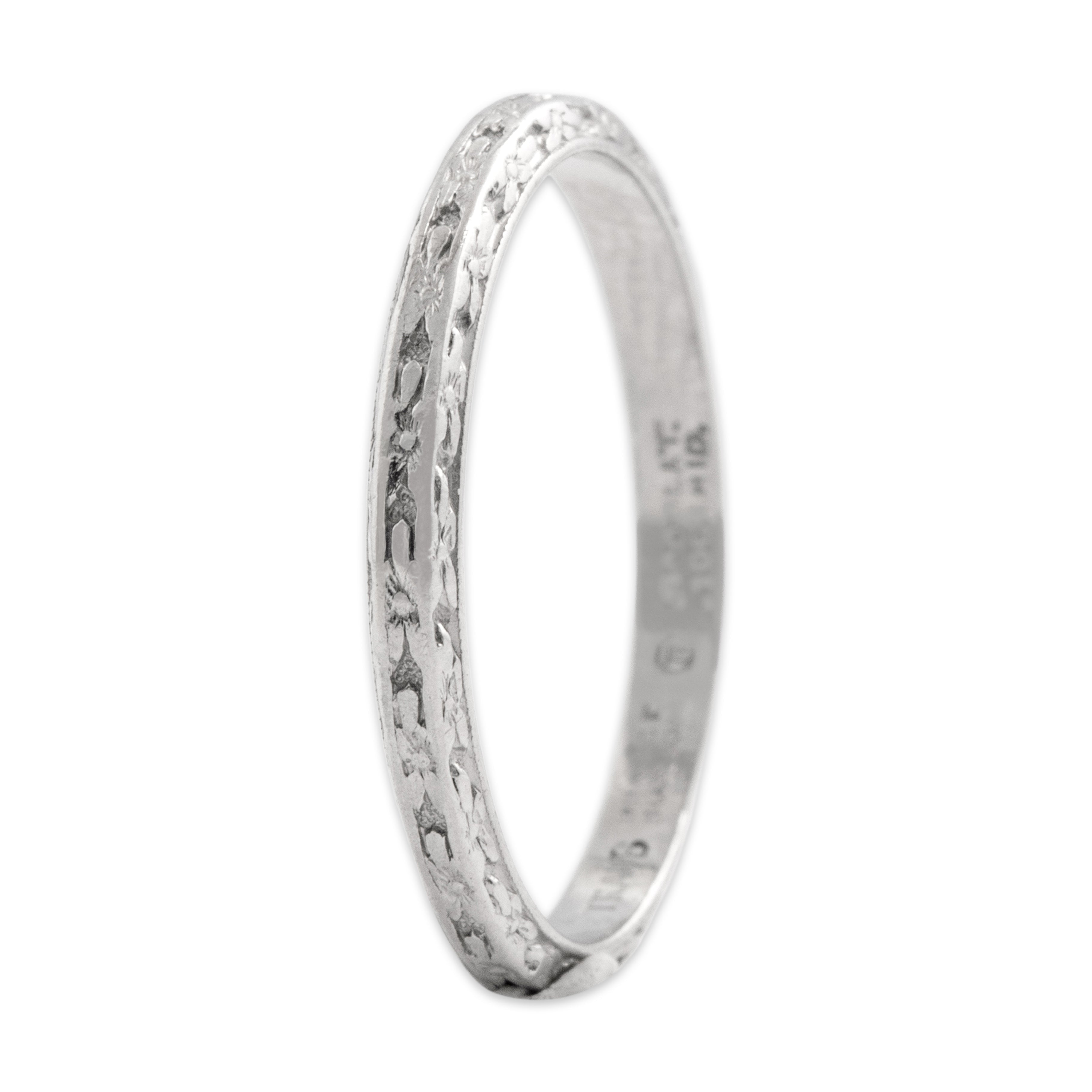Antique Traub Platinum Orange Blossom Eternity Band Ring - detail view #1