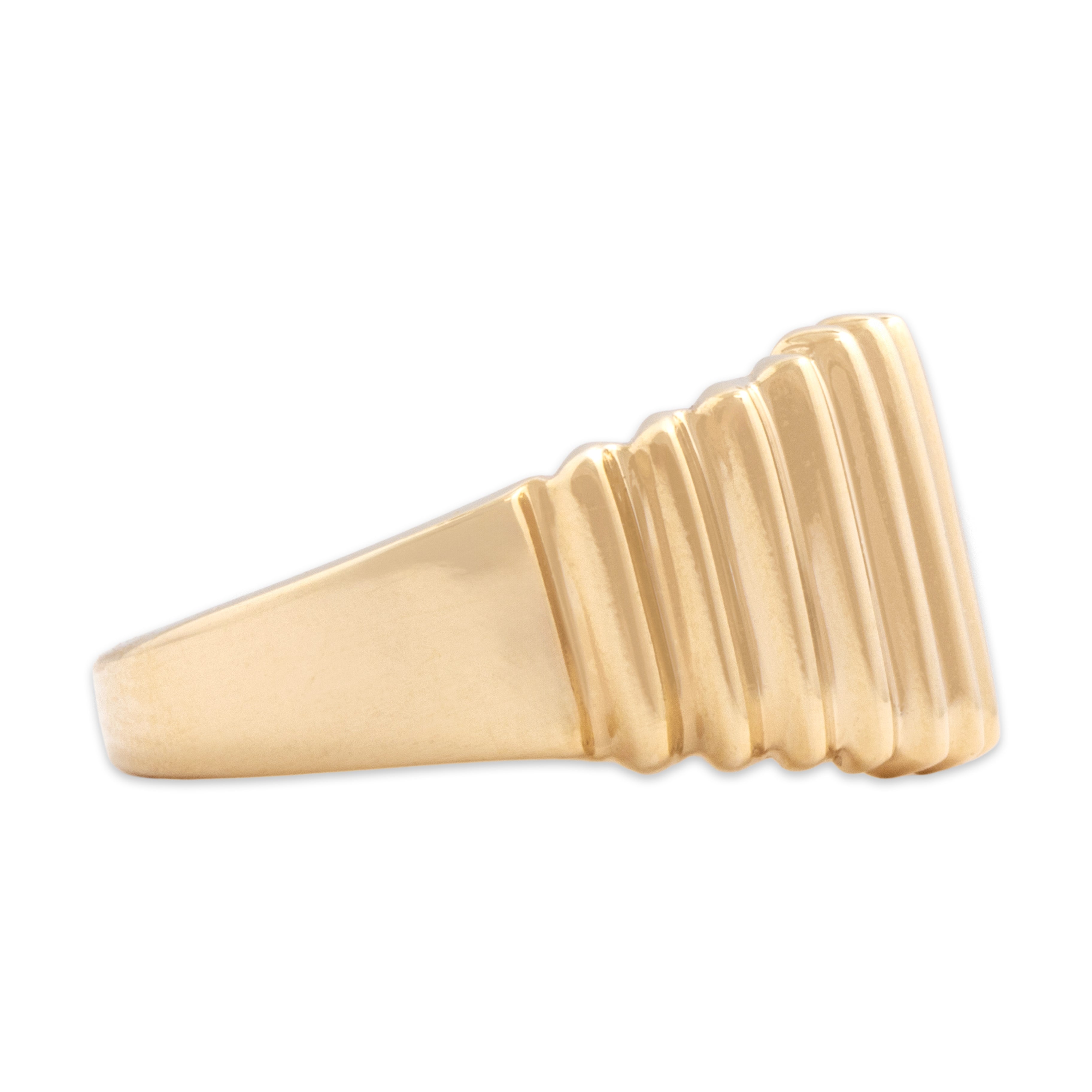 Vintage 14k Yellow Gold Graduated Ribbed Band Ring - Side view