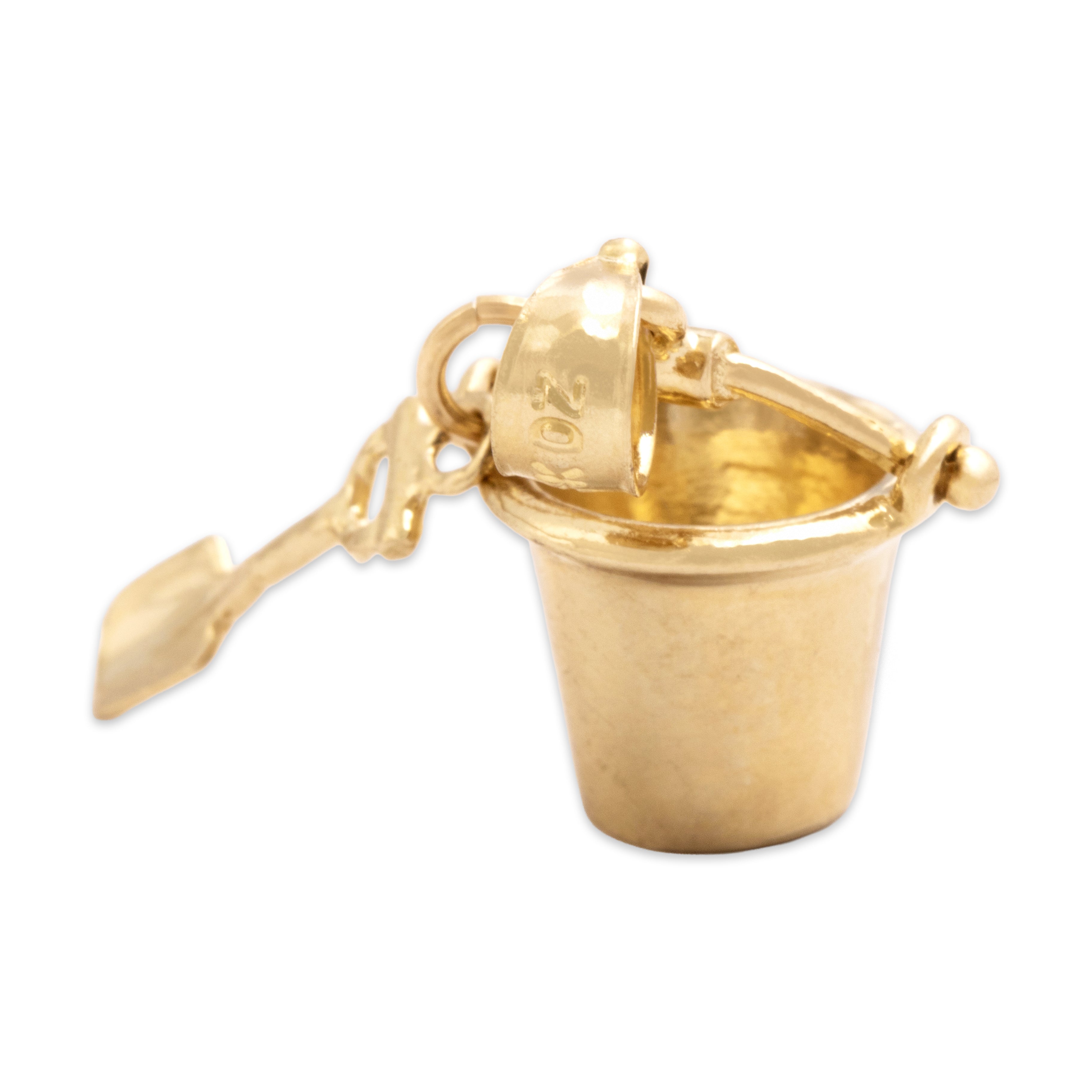 Vintage 14k Yellow Gold Playful Beach Bucket And Pail Charm / Pendant - detail view #2