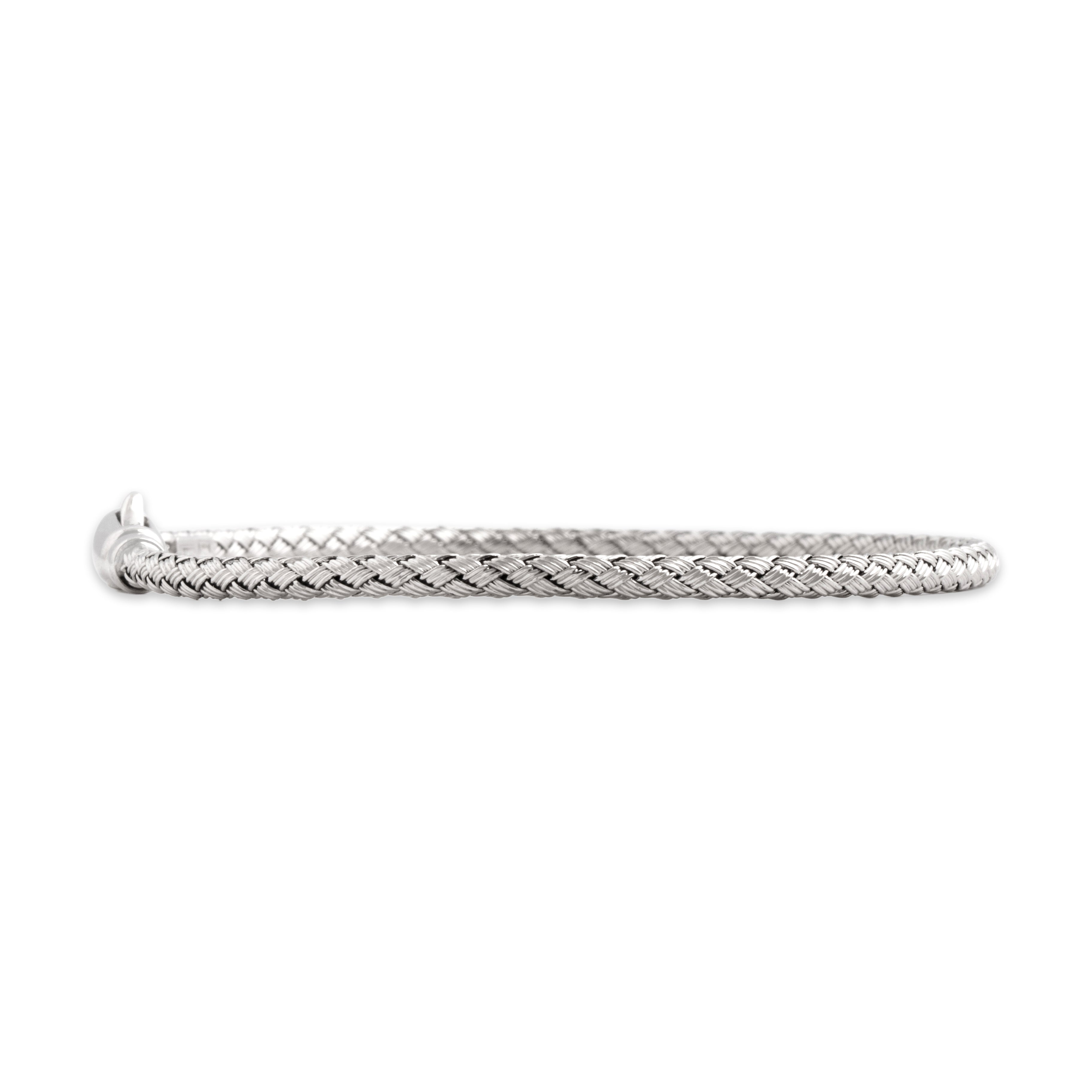 Vintage Italian 14k White Gold Fantastic Rounded Braided Bracelet - Side view