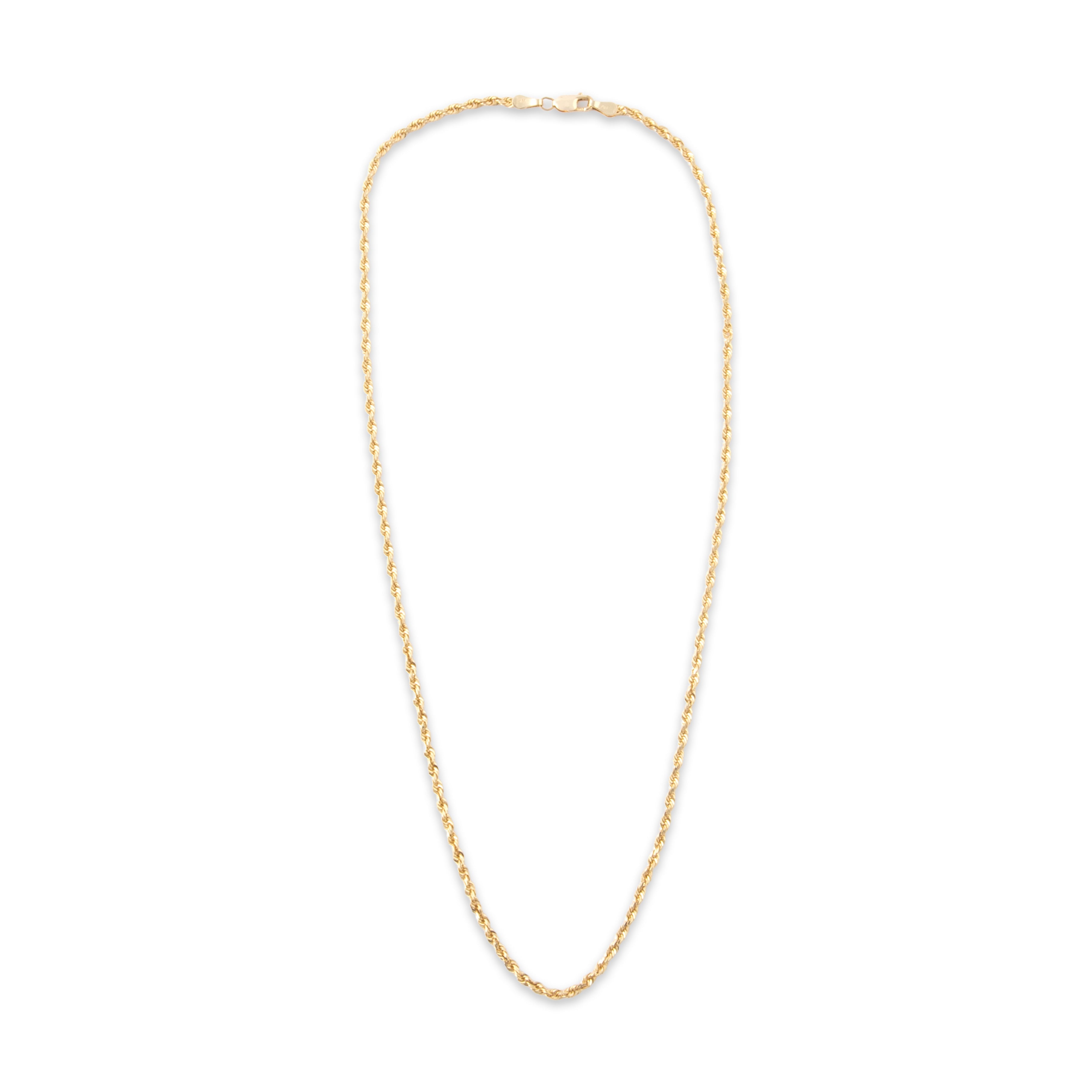 Vintage 14k Yellow Gold 2.25mm Classic Rope Chain - Overall view