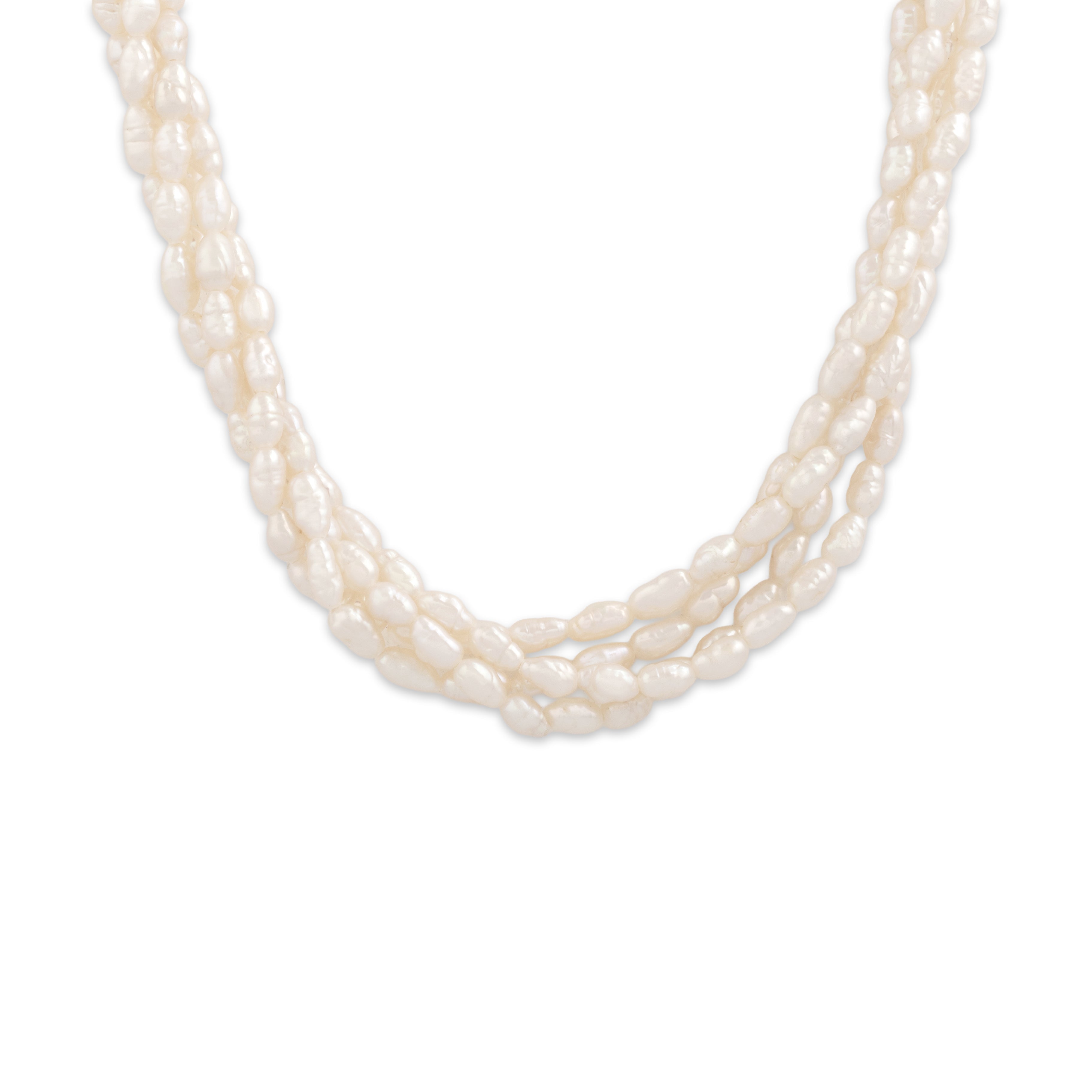 Vintage 14k Yellow Gold Seed Pearl Black Glass Long Naturalistic Beaded Necklace - detail view #2