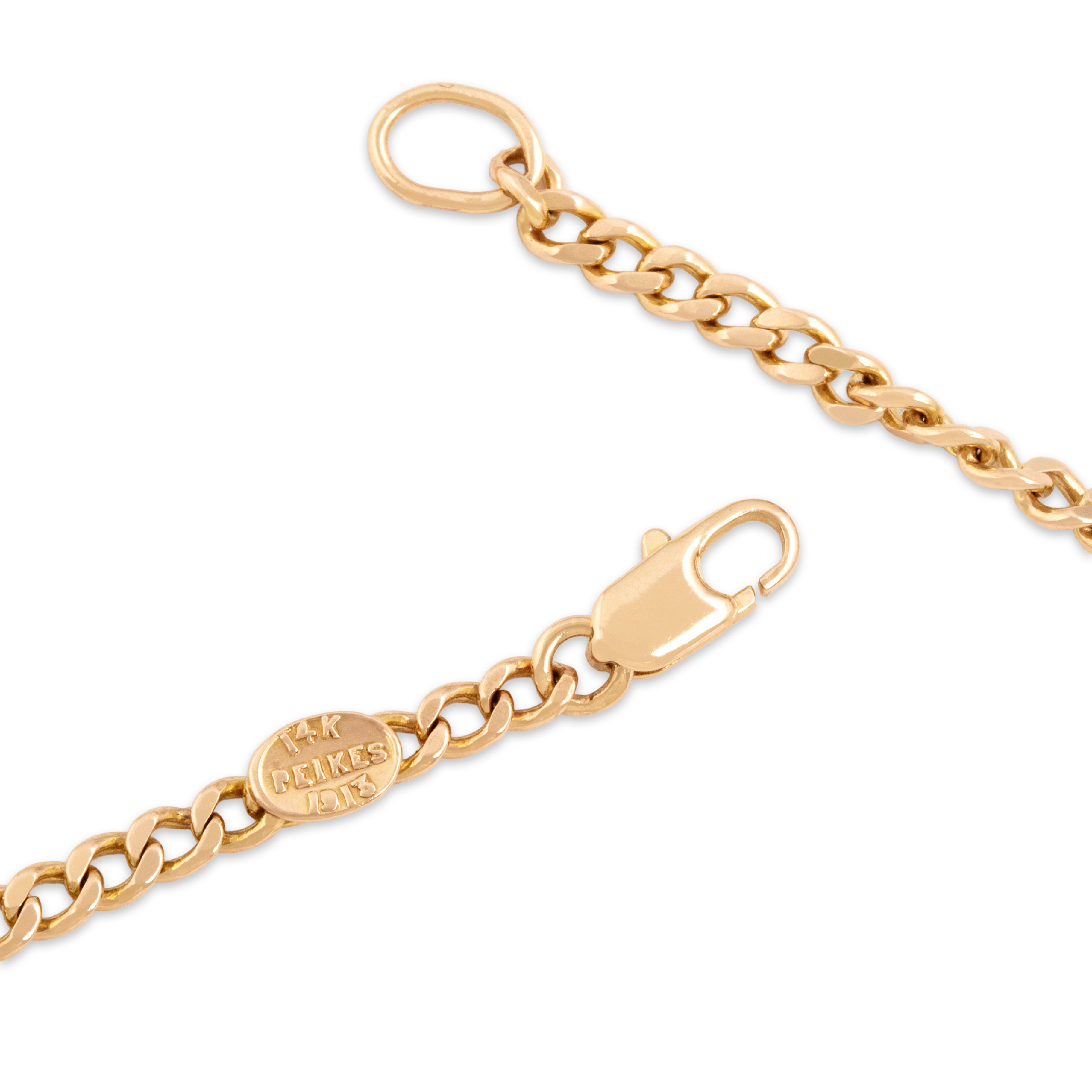 Antique Freed & Peikes 14k Rosy Yellow Gold 2.5mm Wonderful Classic Curb Chain Chain - clasp view