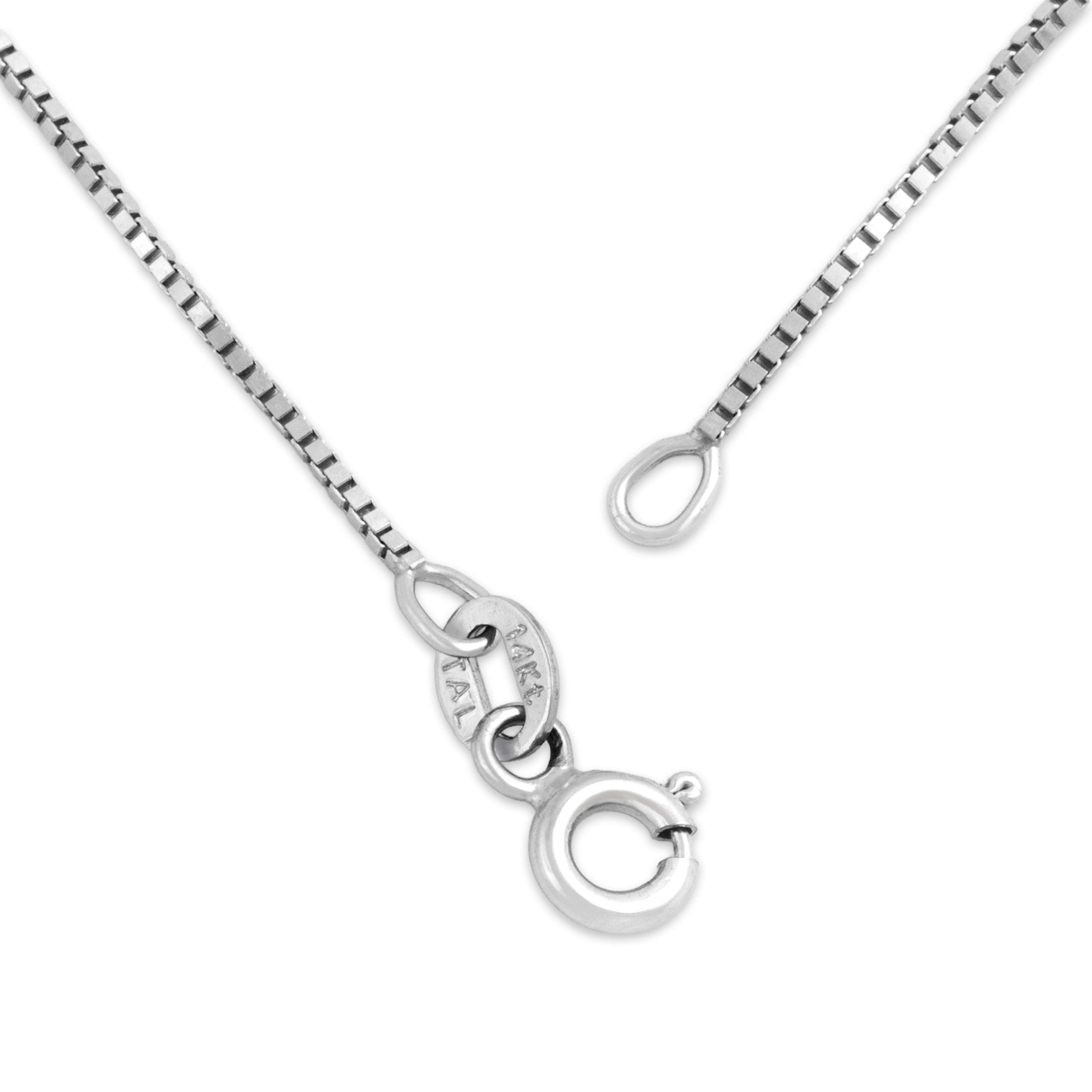 Vintage Italian 14k White Gold .8mm Sleek Box Chain - clasp view