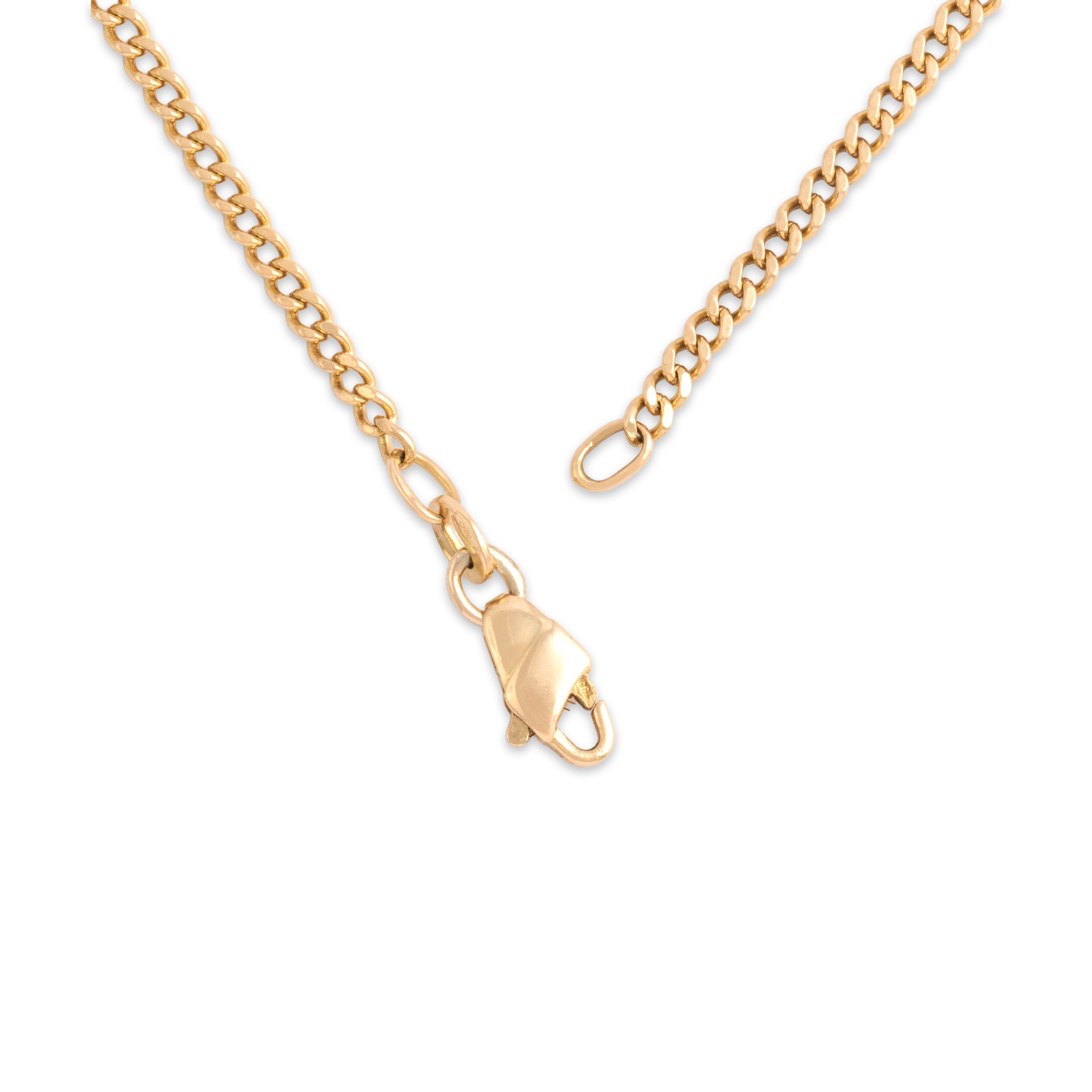 Vintage Italian 18k Yellow Gold 23mm Classic Long Curb Chain - clasp view