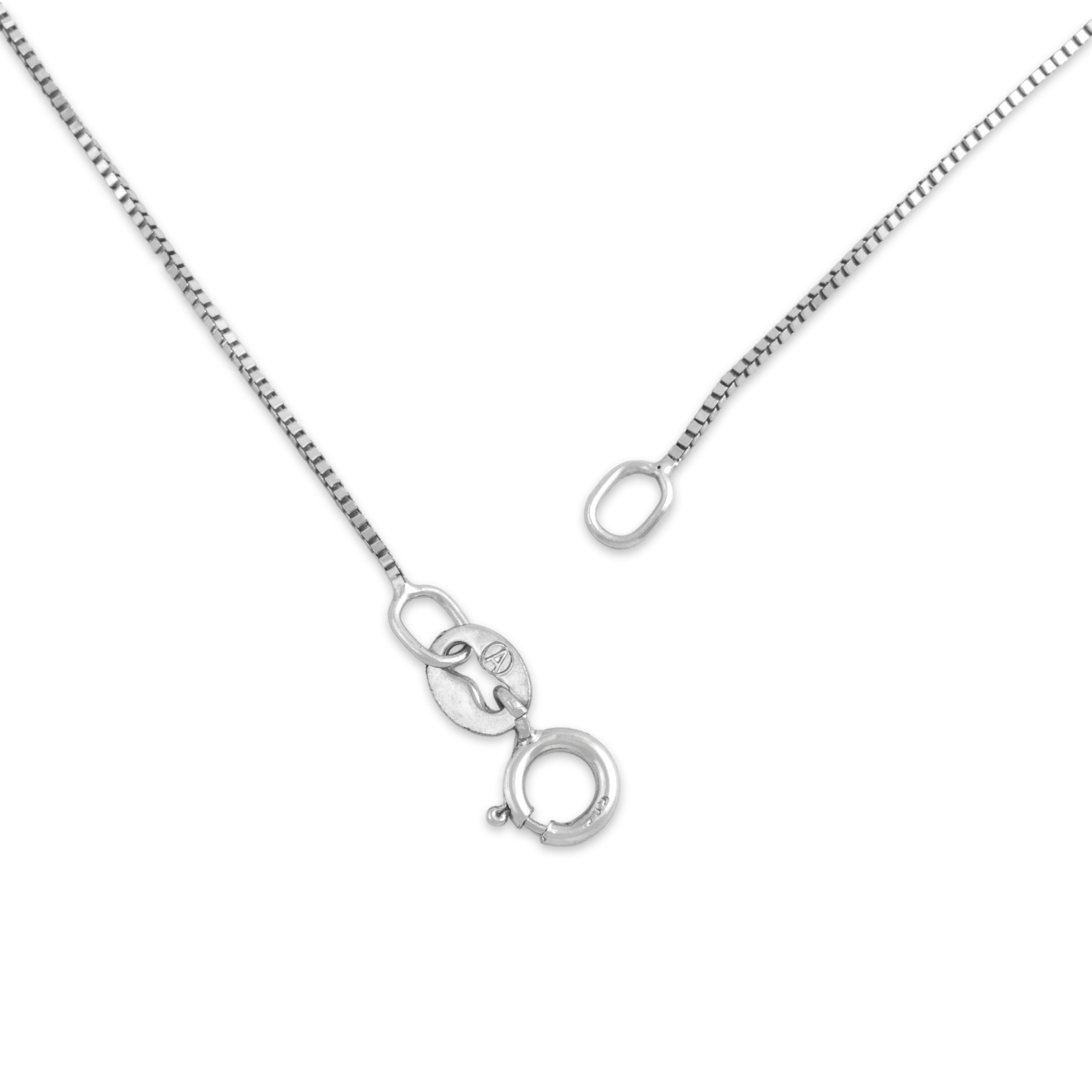 Vintage Italian 14k White Gold Dainty Box Necklace - clasp view
