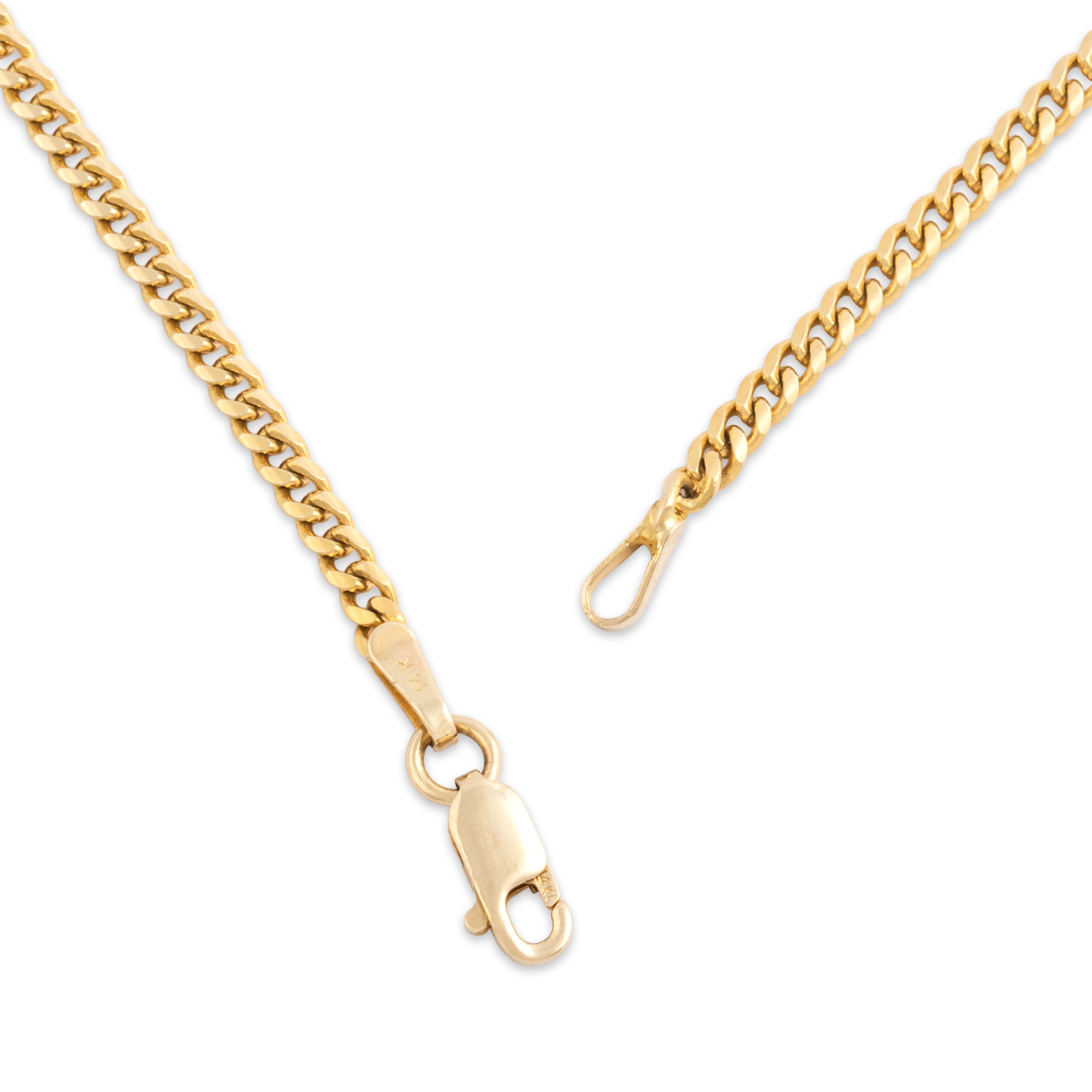 Vintage 14k Yellow Gold 2.3mm Quintessential Flat Curb Chain - clasp view