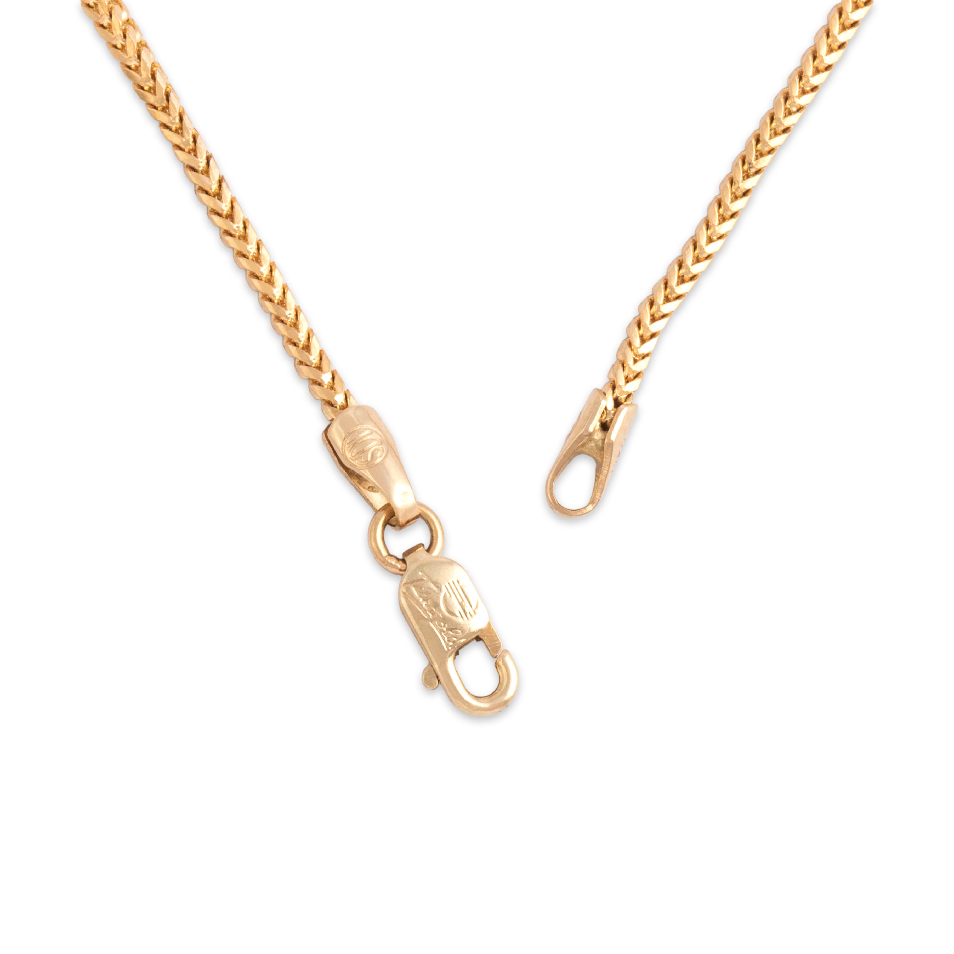 Vintage Italian 14k Yellow Gold 1.4mm Dimensional Sleek Foxtail Chain - clasp view