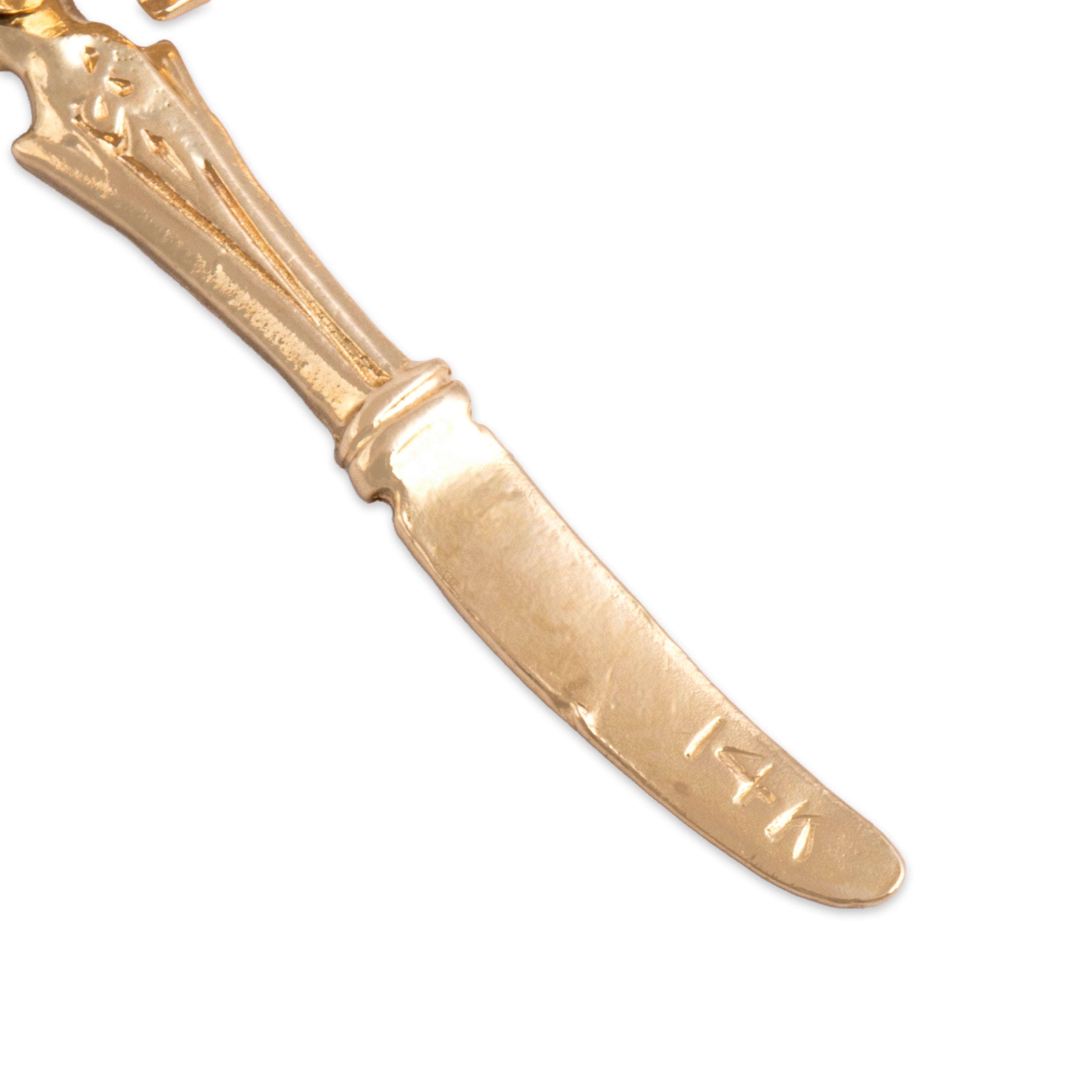 Vintage 14k Yellow Gold Kitchen Cutlery Set Charm / Pendant - Hallmark view