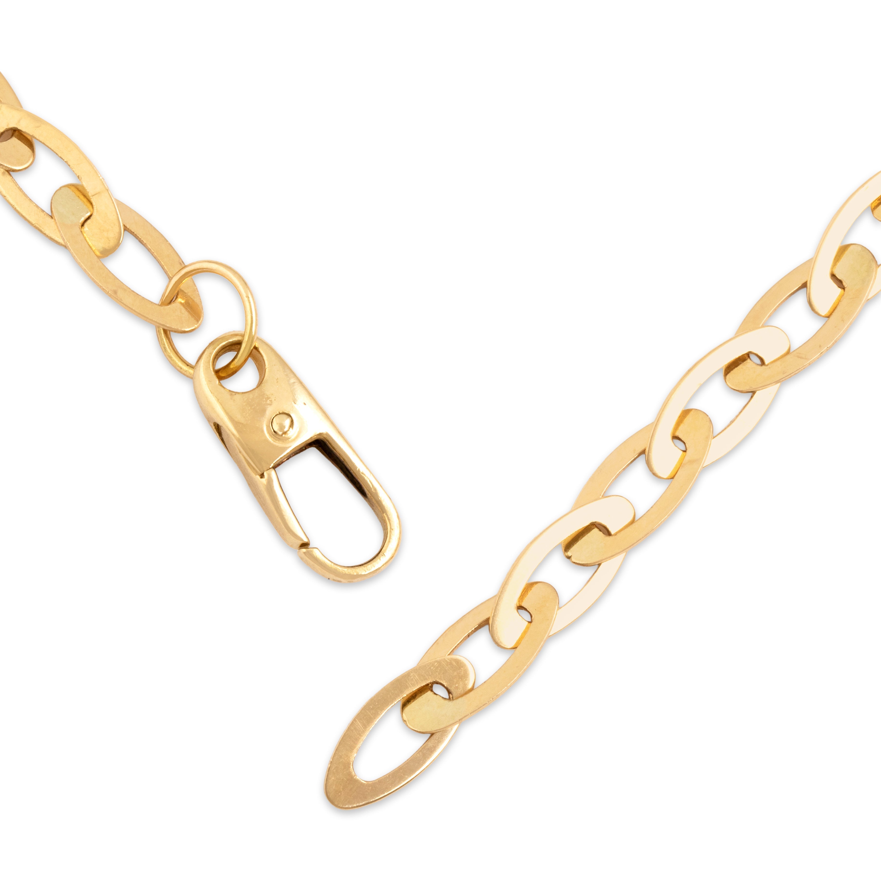 Vintage 18k Yellow Gold Sleek Oval Link Bracelet - clasp view