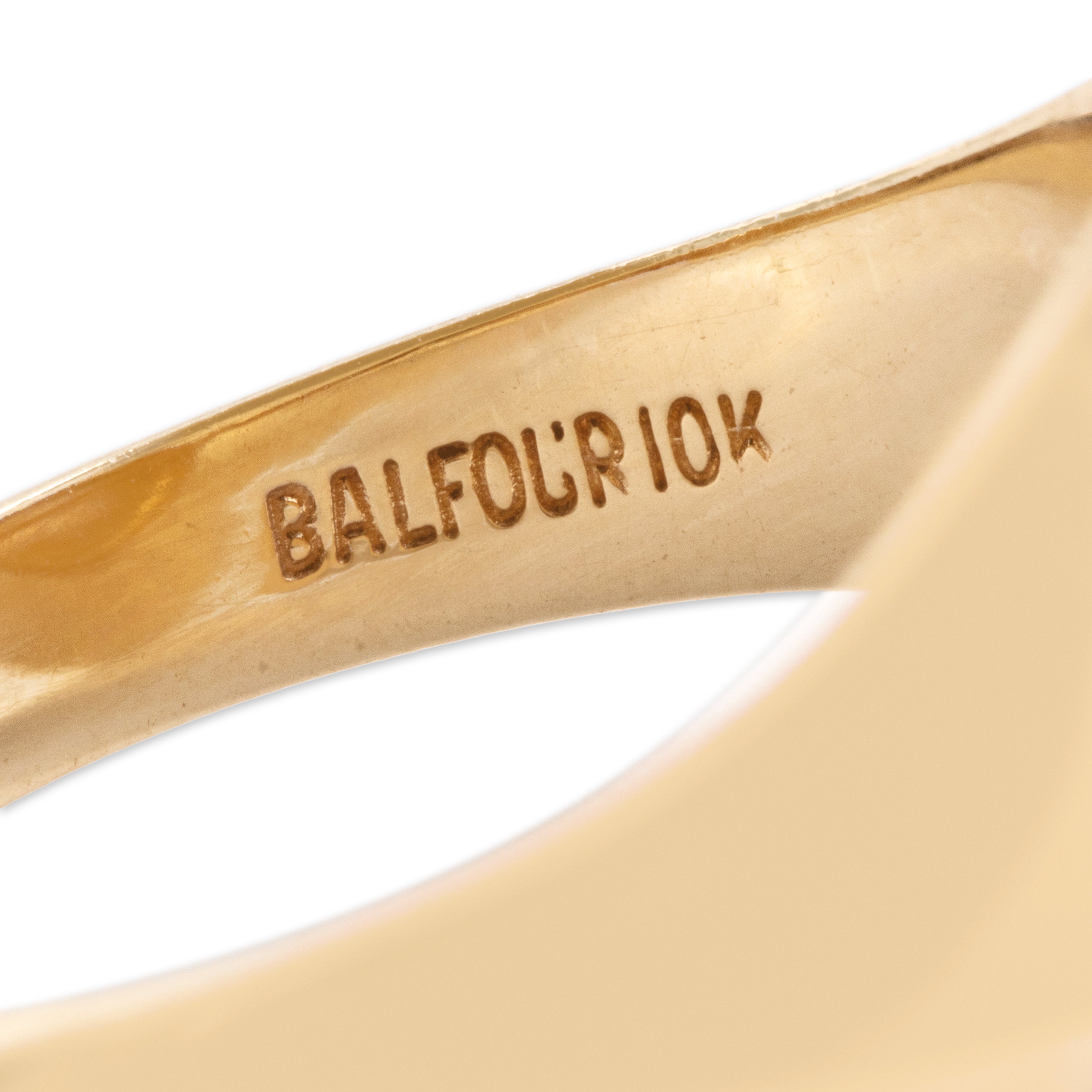 Vintage 10k Yellow Gold Wonderful Star Enamel Signet Ring - Hallmark view
