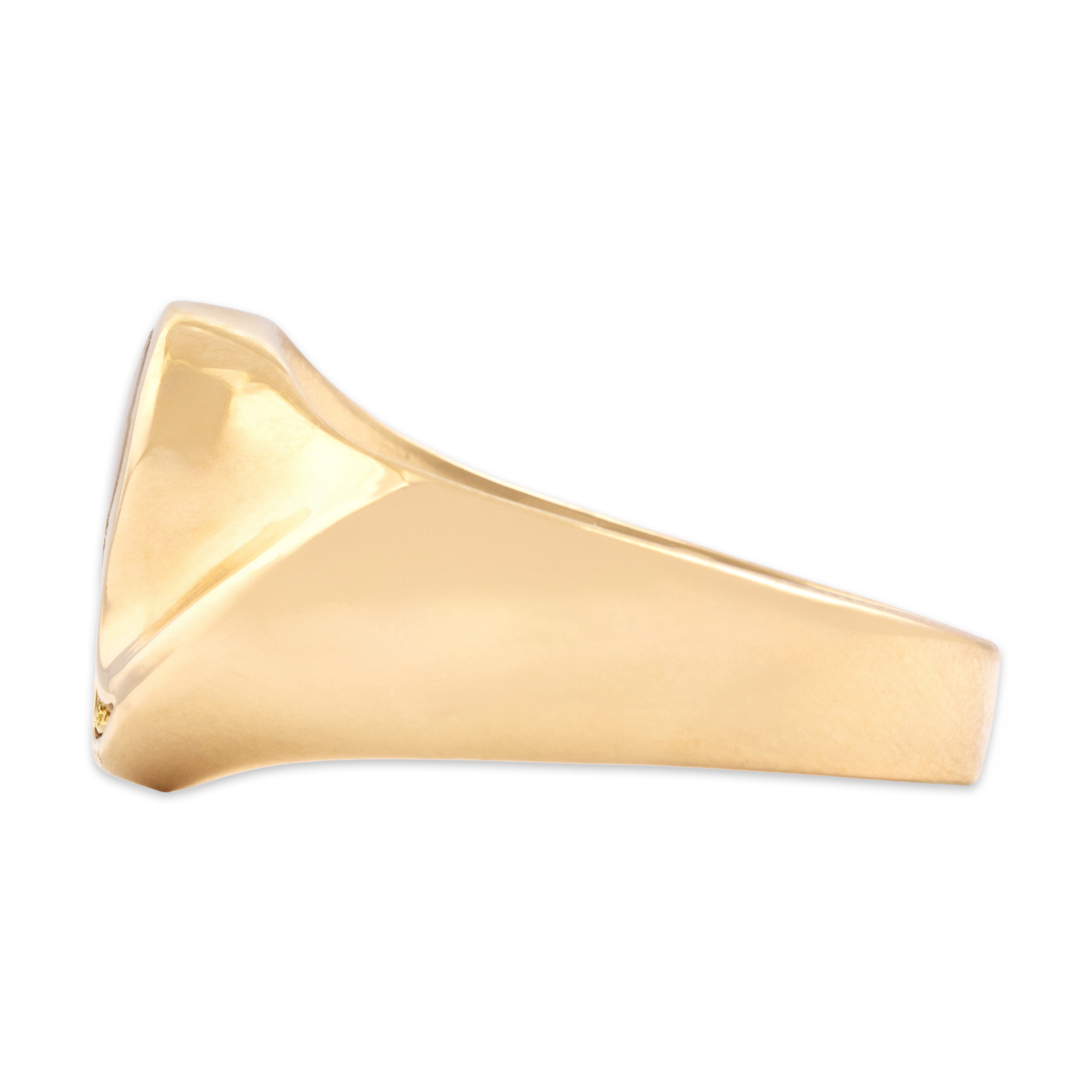 Vintage 14k Yellow Gold Gold-Vein Quartz Striking Nugget Swoop Ring - Side view
