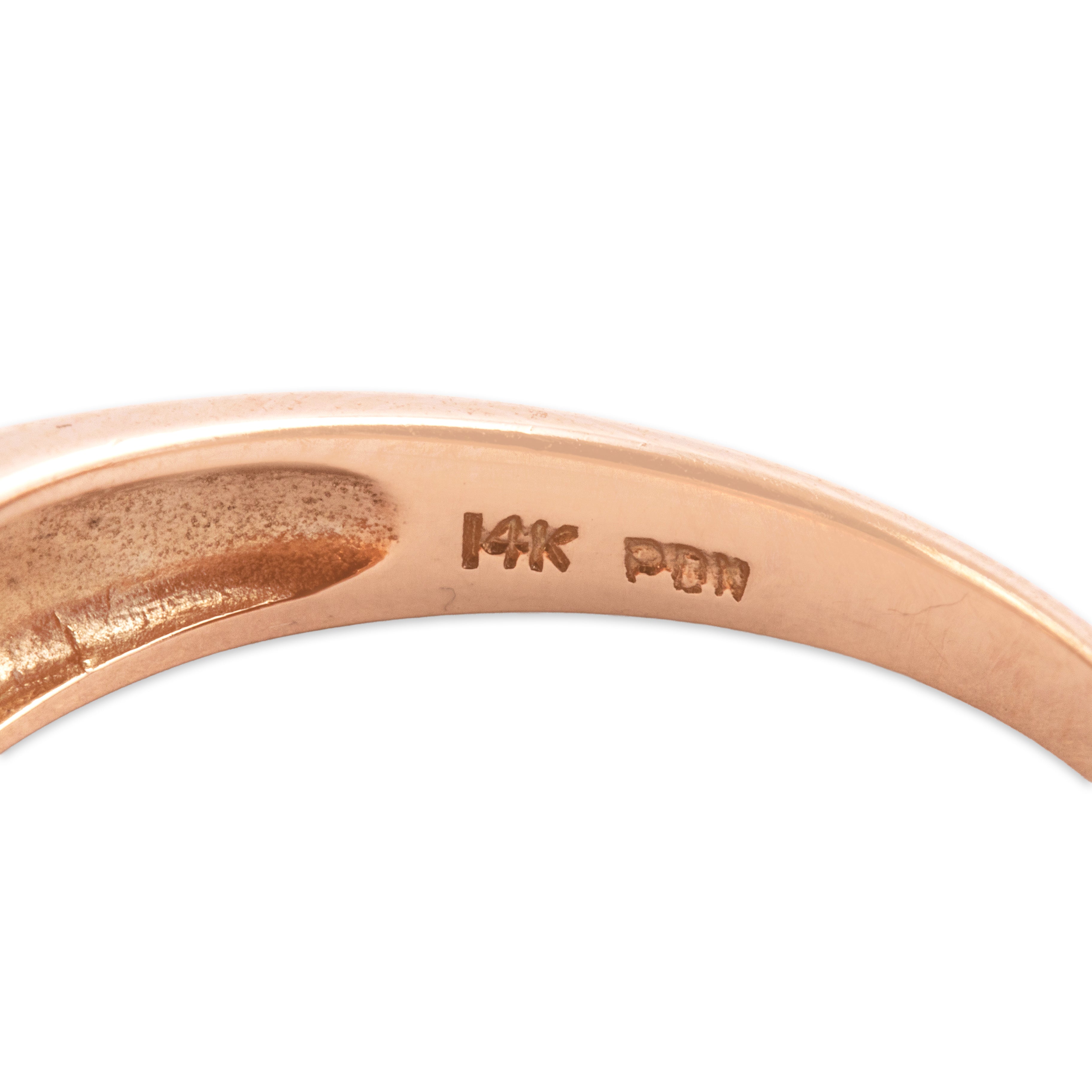 Vintage 14k Rose Gold Pink Sapphire Dazzling Bright Double Line Band Ring - Hallmark view
