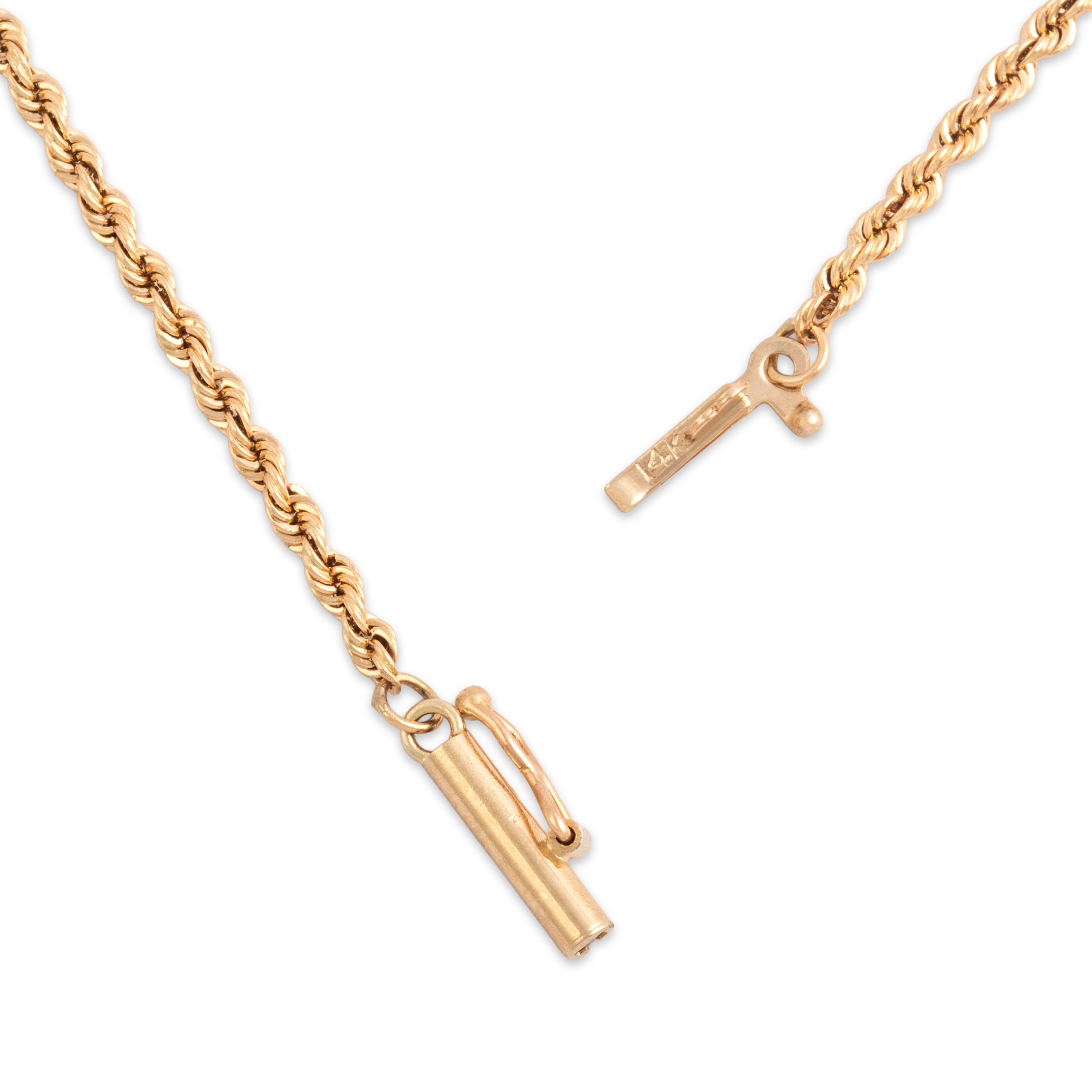 Vintage 14k Yellow Gold 1.75mm Glittering Rope Chain - clasp view