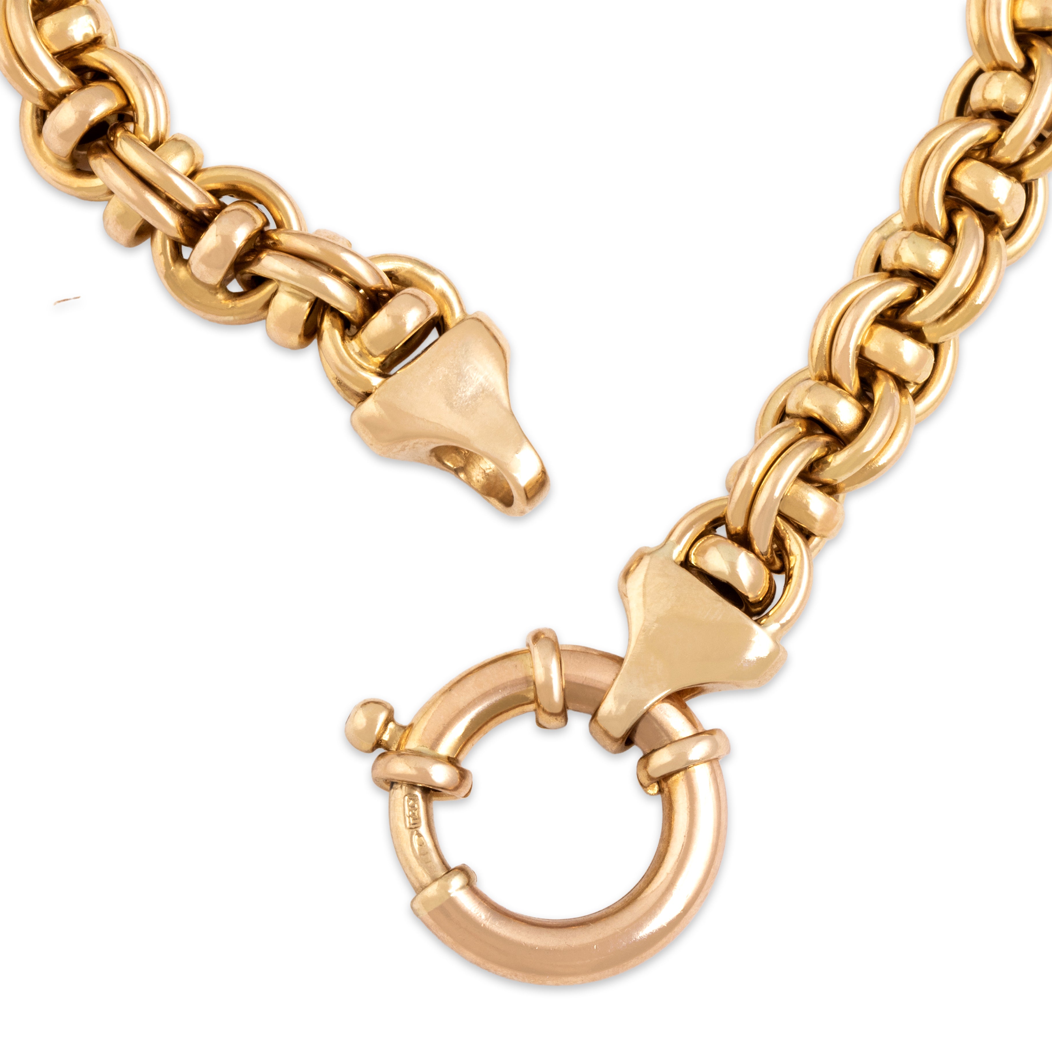 Vintage Italian Substantial 14k Yellow & Rosy Yellow Gold Dimensional Link Bracelet - clasp view