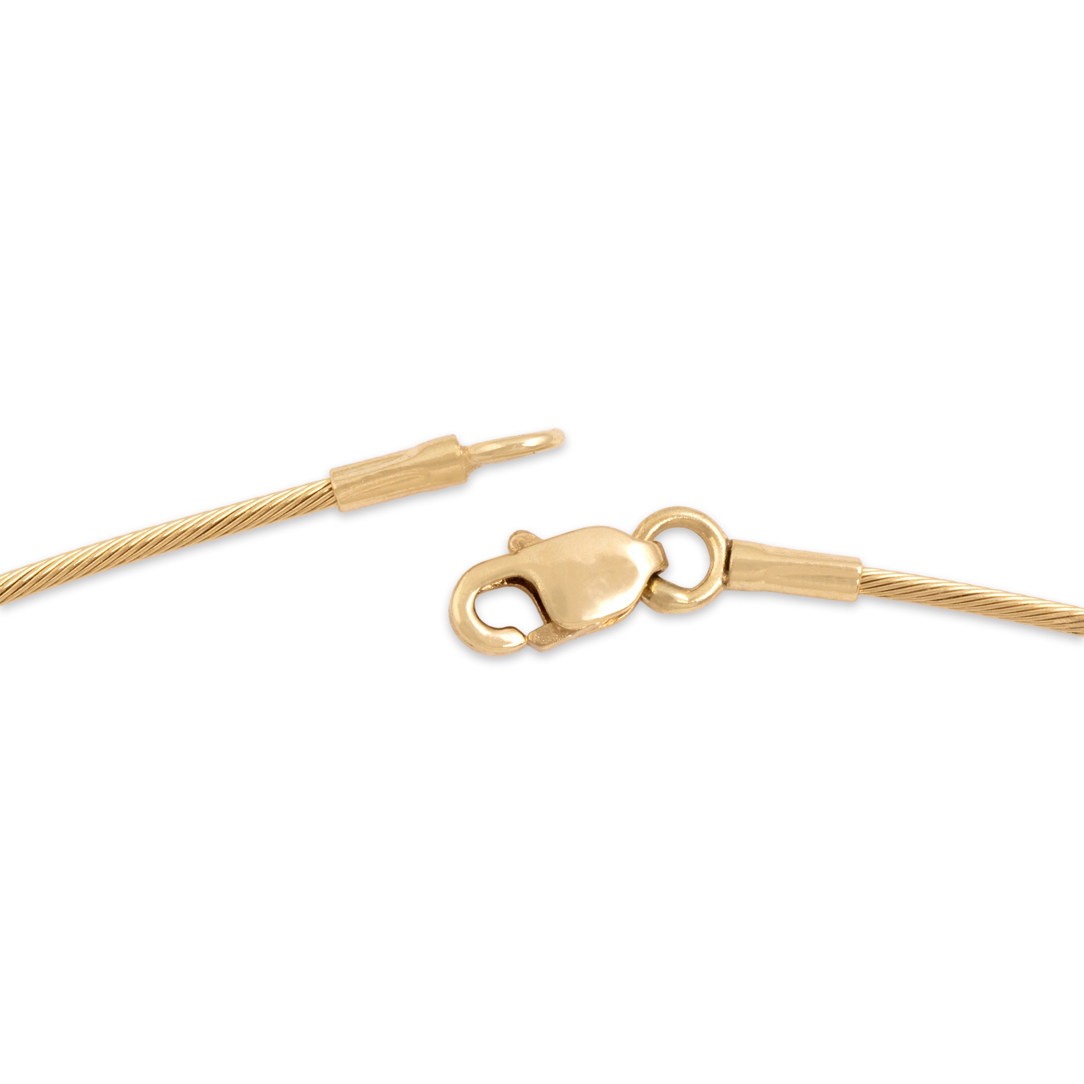 Vintage 14k Yellow Gold 1mm Sleek Wire Collar Chain - clasp view