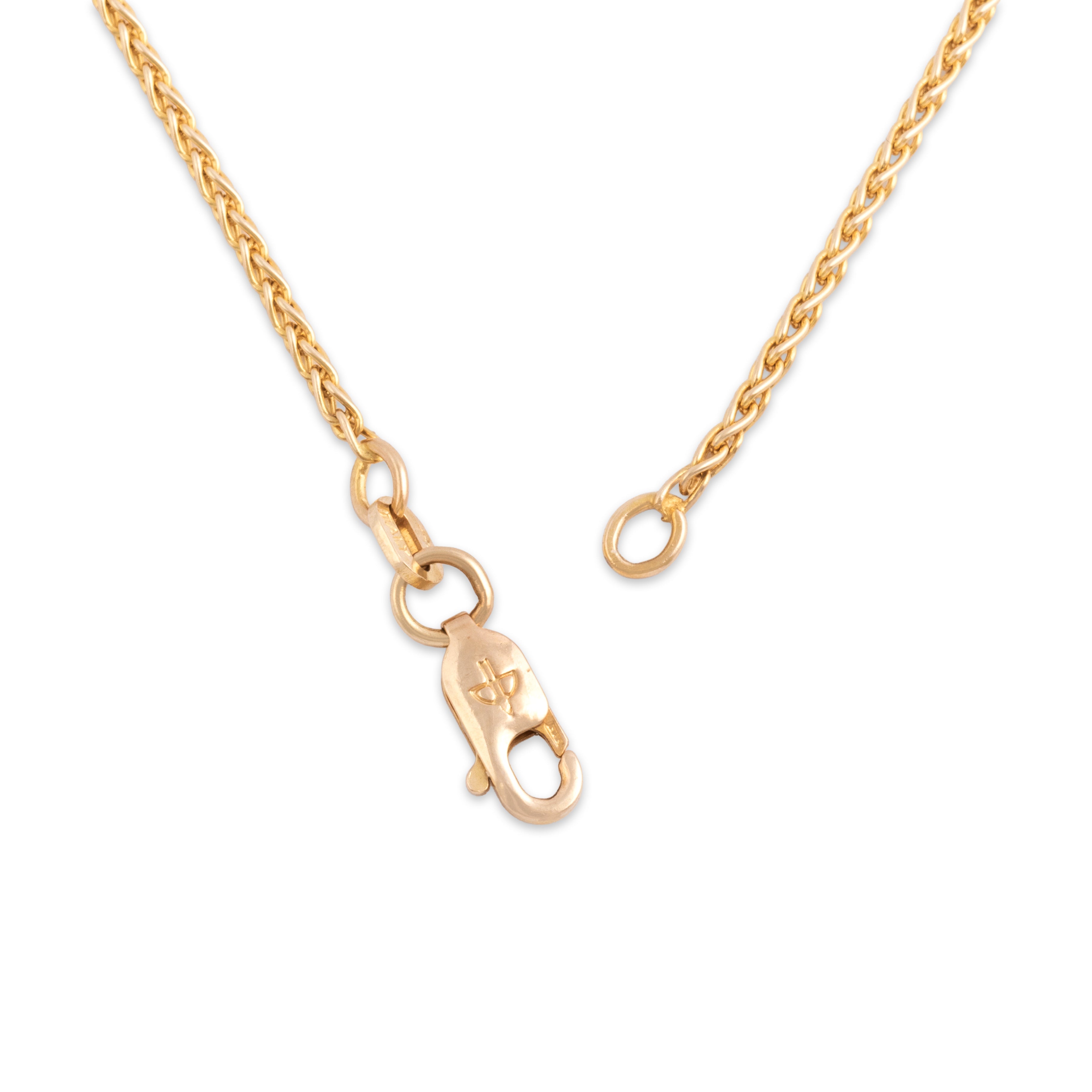 Vintage Italian 14k Yellow Gold 1.5mm Stackable Wheat Chain - clasp view